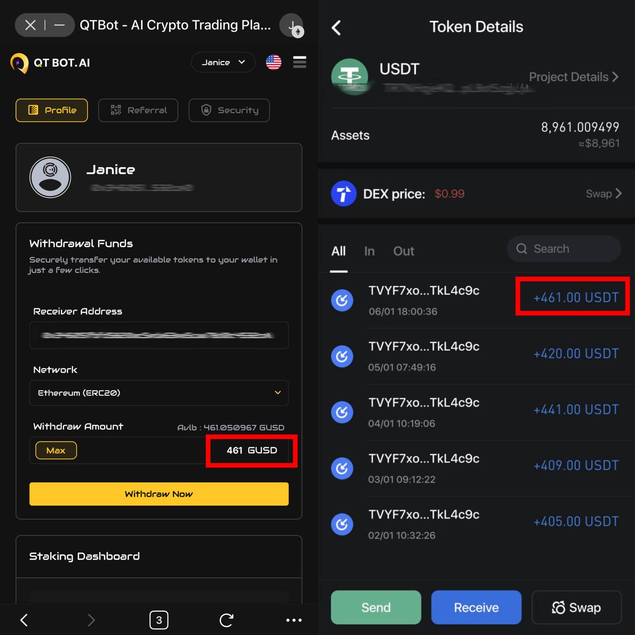 QT Bot ai Facebook ad: Lately, I’ve been seeing around $400 USDT a…