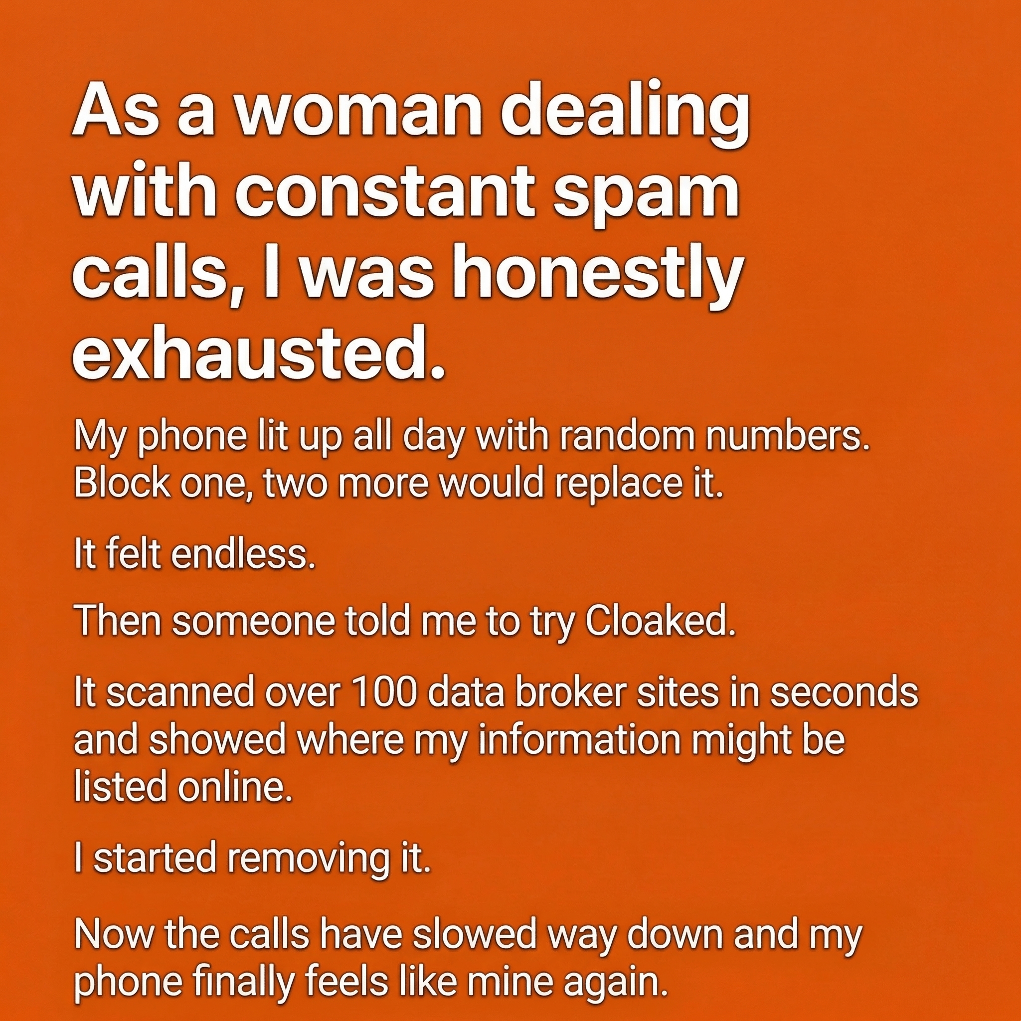 Cloaked Inc. Facebook ad: Stop Spam Calls with Cloaked