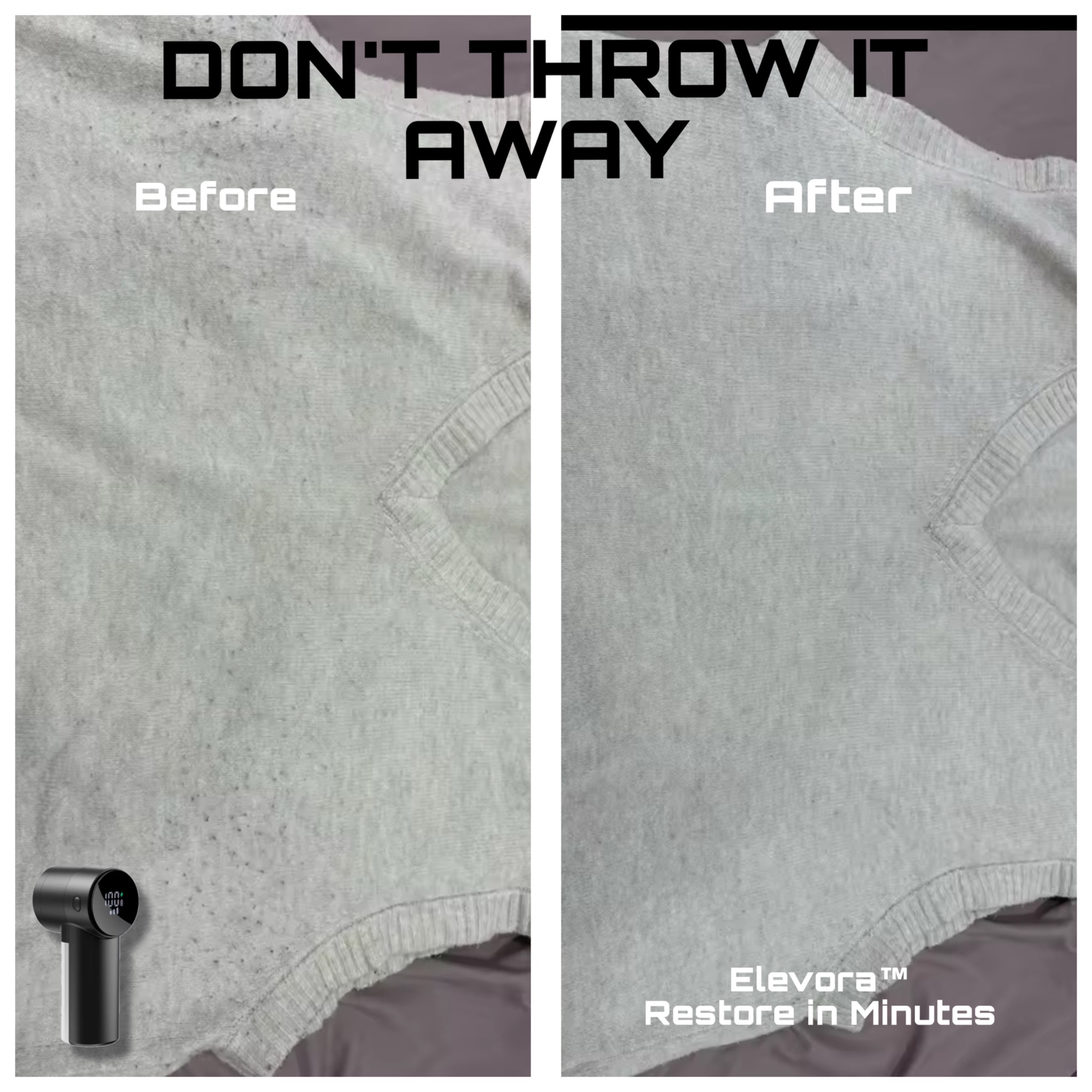 Elevora Facebook ad: Restore Clothes in Minutes