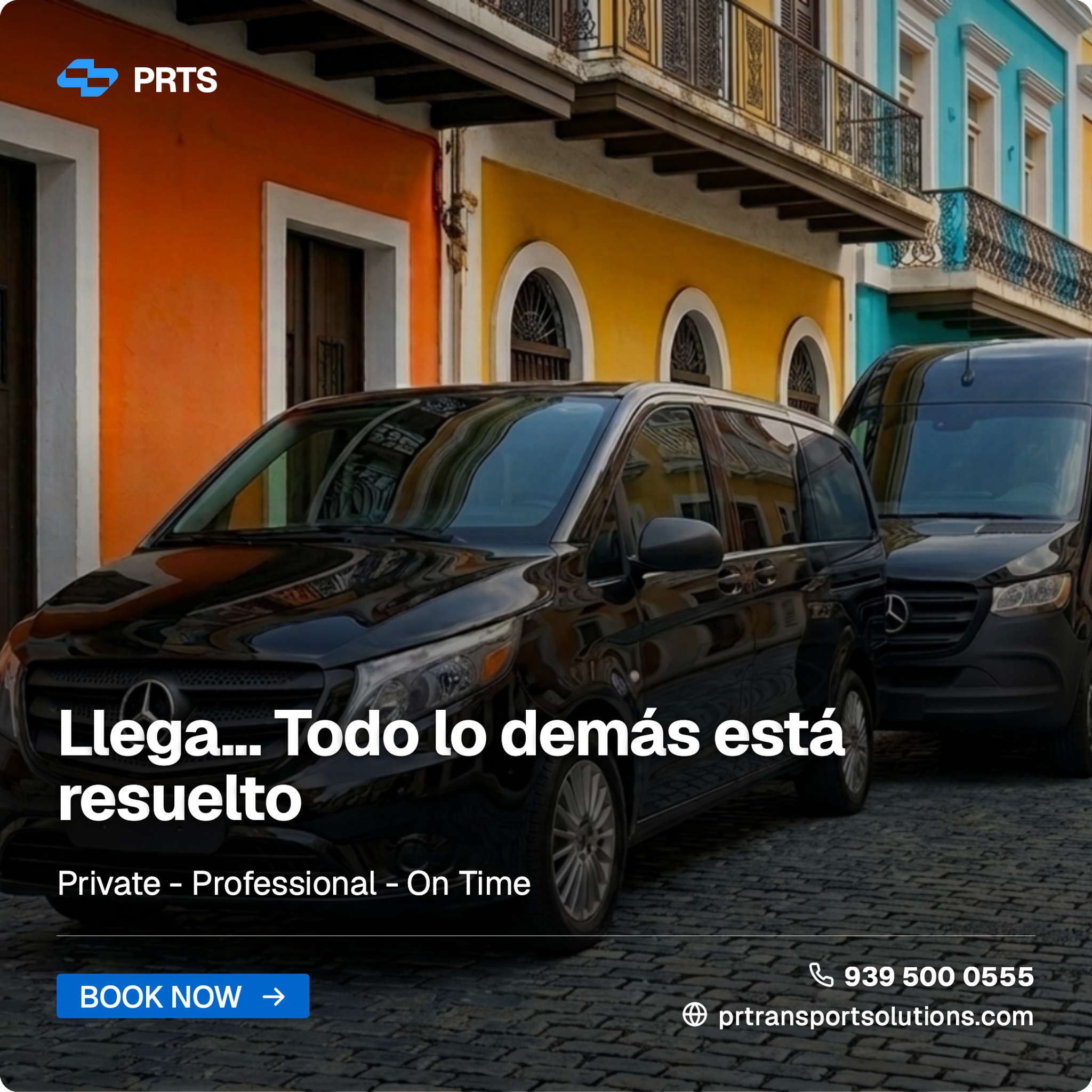Puerto Rico Transport Solutions Facebook ad: Private Transportation for Any Occasion