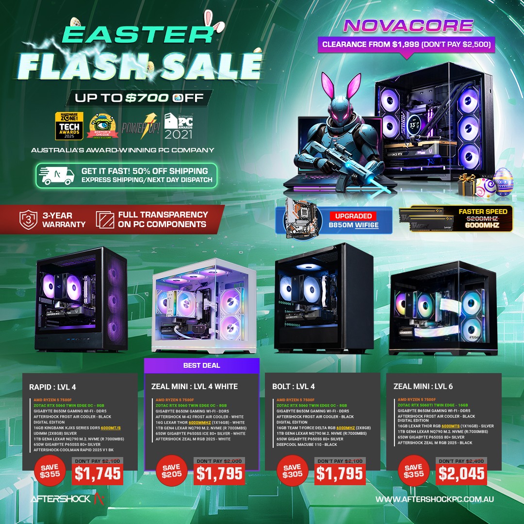 AFTERSHOCK PC Australia Facebook ad