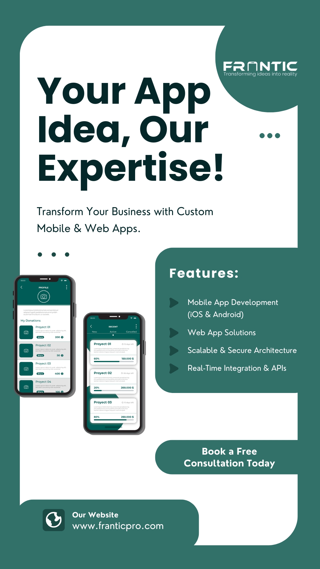 Frantic Infotech Mobile App Development Facebook ad from Jun 21, 2025