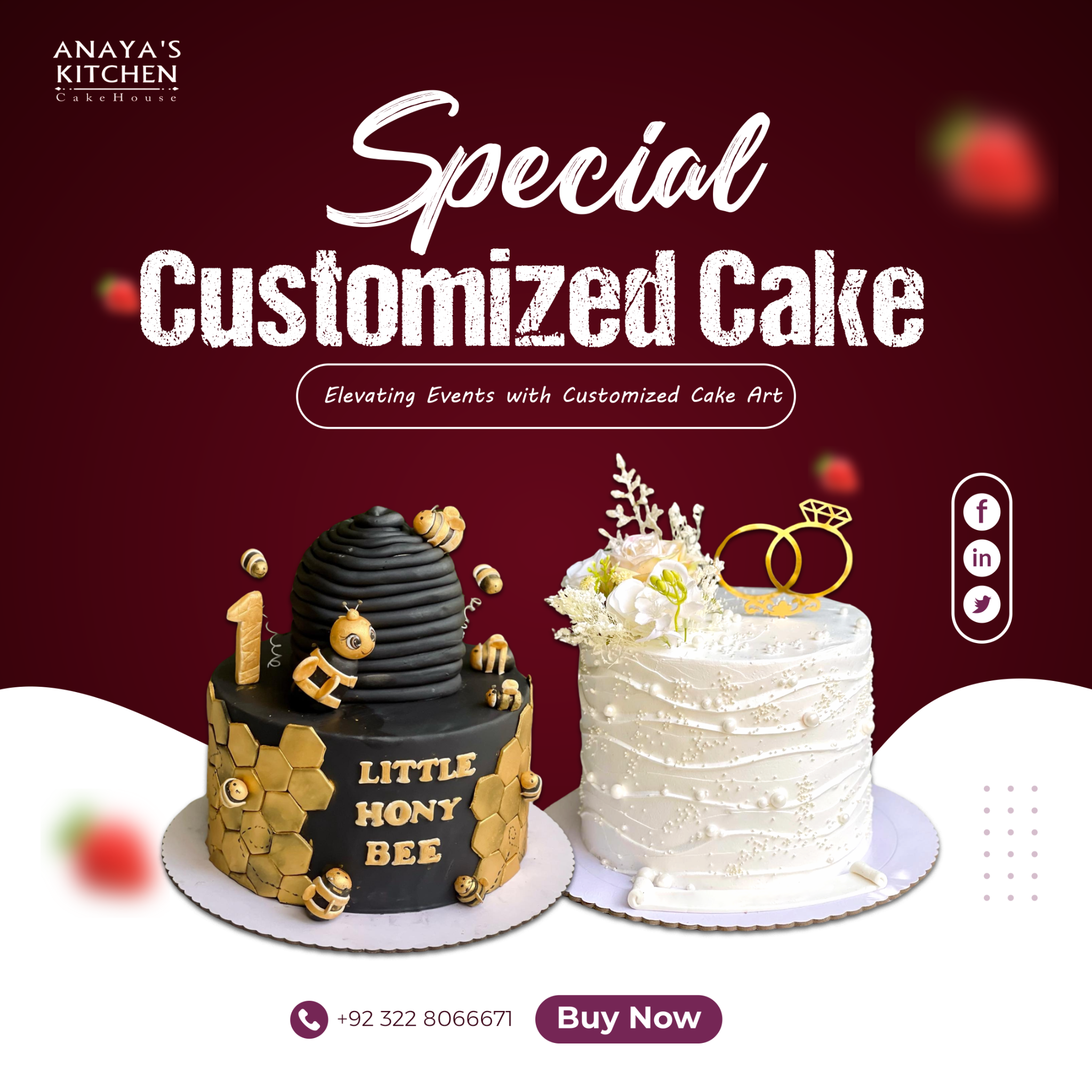 Anaya's Kitchen Facebook ad: Custom Cakes That WOW, Made Just for You…