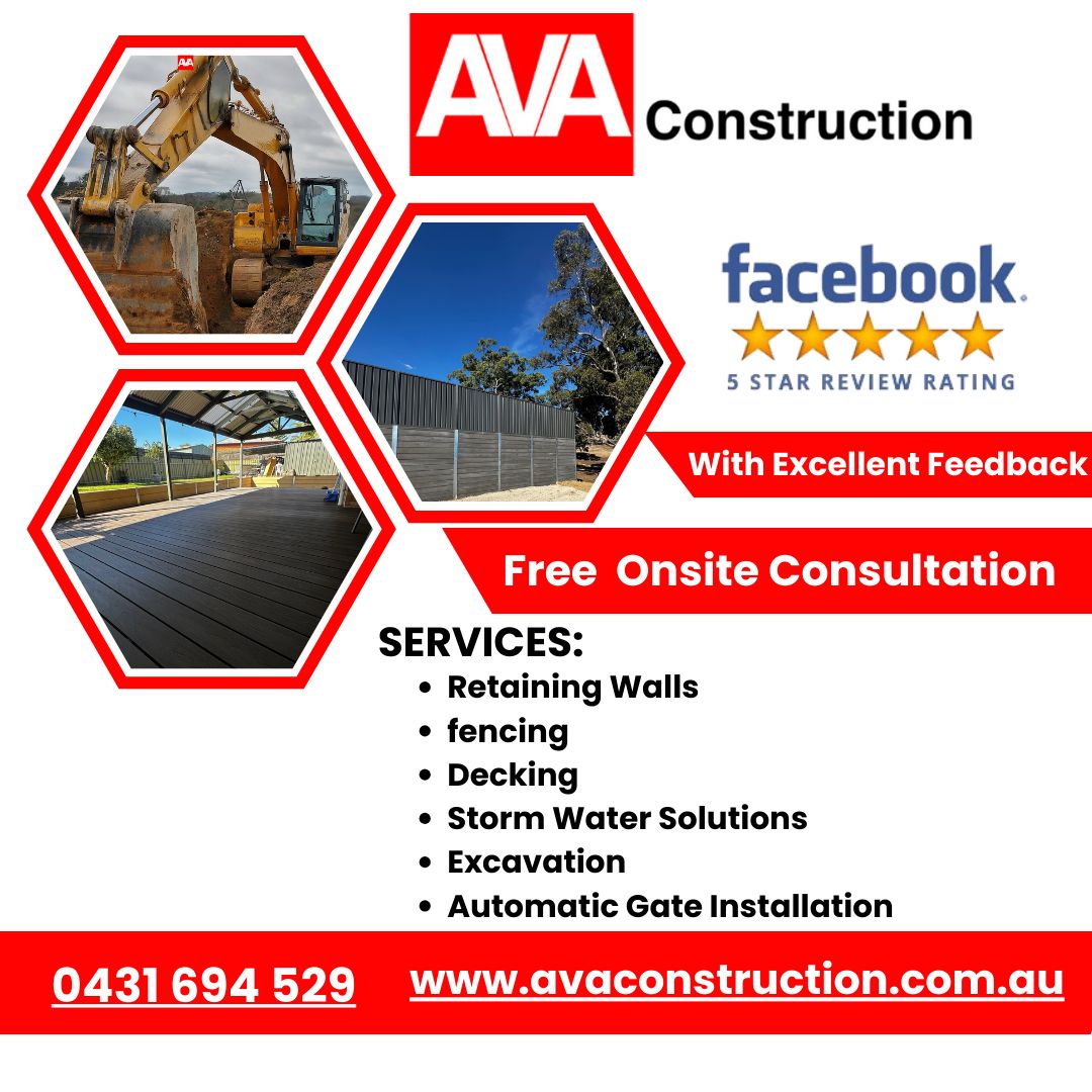 AVA Construction Facebook ad: Adelaide's trusted experts for retaining walls, fences, &…