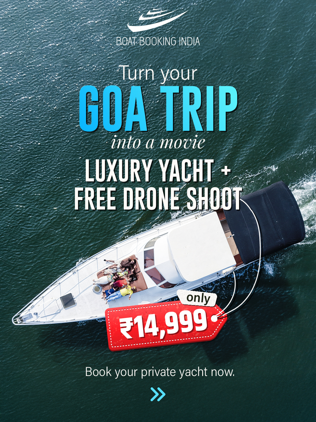 Boat Booking India Facebook ad: Skip the crowded beach clubs.