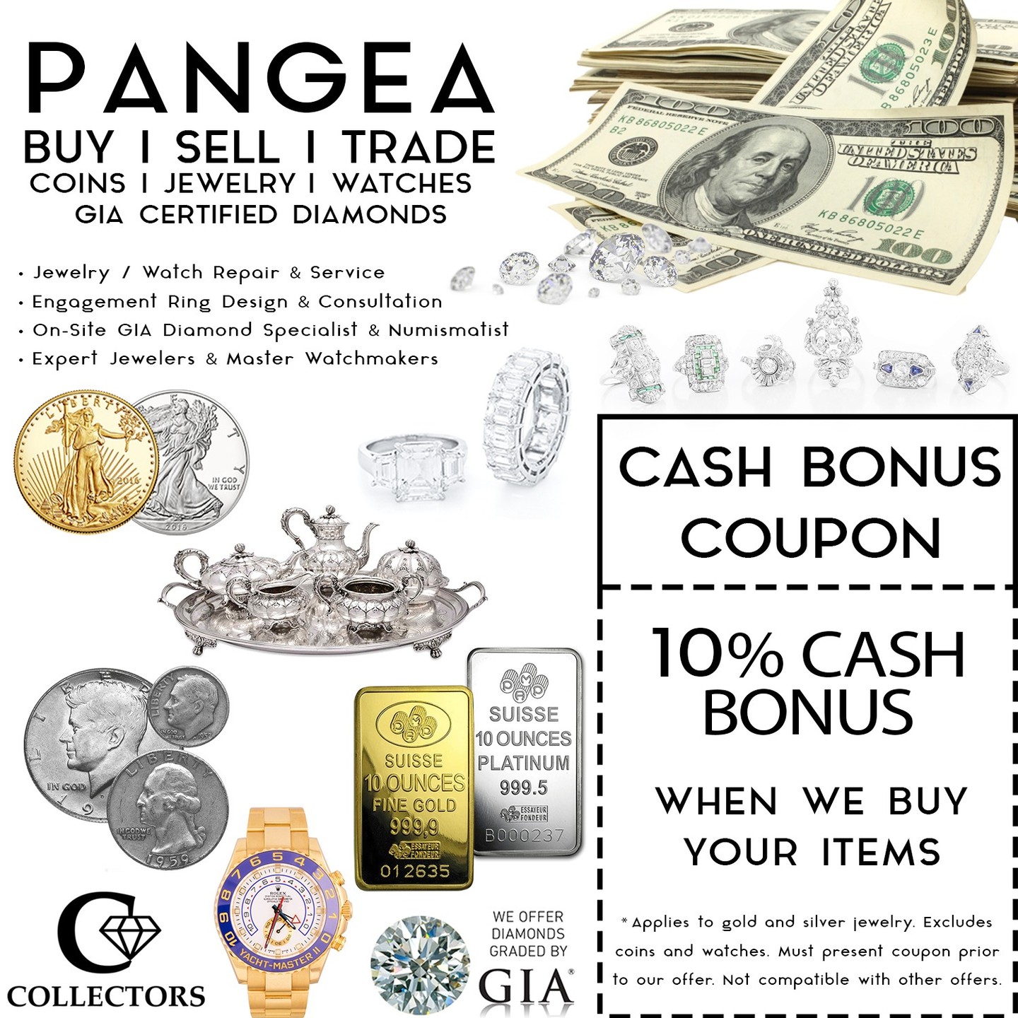 pangeacollectors Facebook ad: Screenshot for 10% extra cash when you sell…