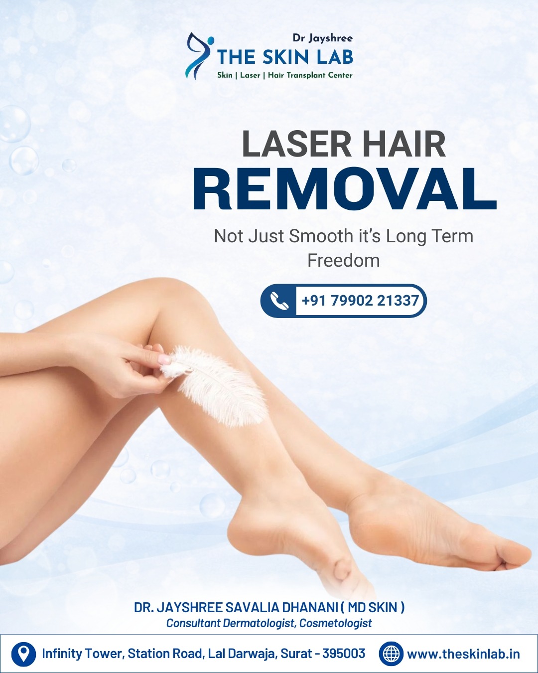 Dr Jayshree - The Skin Lab Facebook ad: Tired of the constant cycle of shaving and…