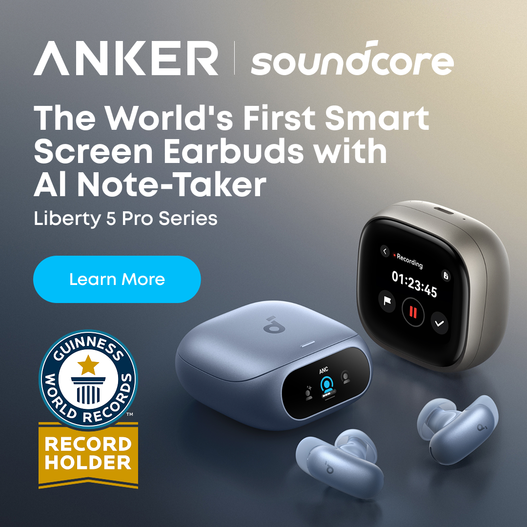 Soundcore ANZ Facebook ad: Smart Screen Earbuds + AI Note-Taker