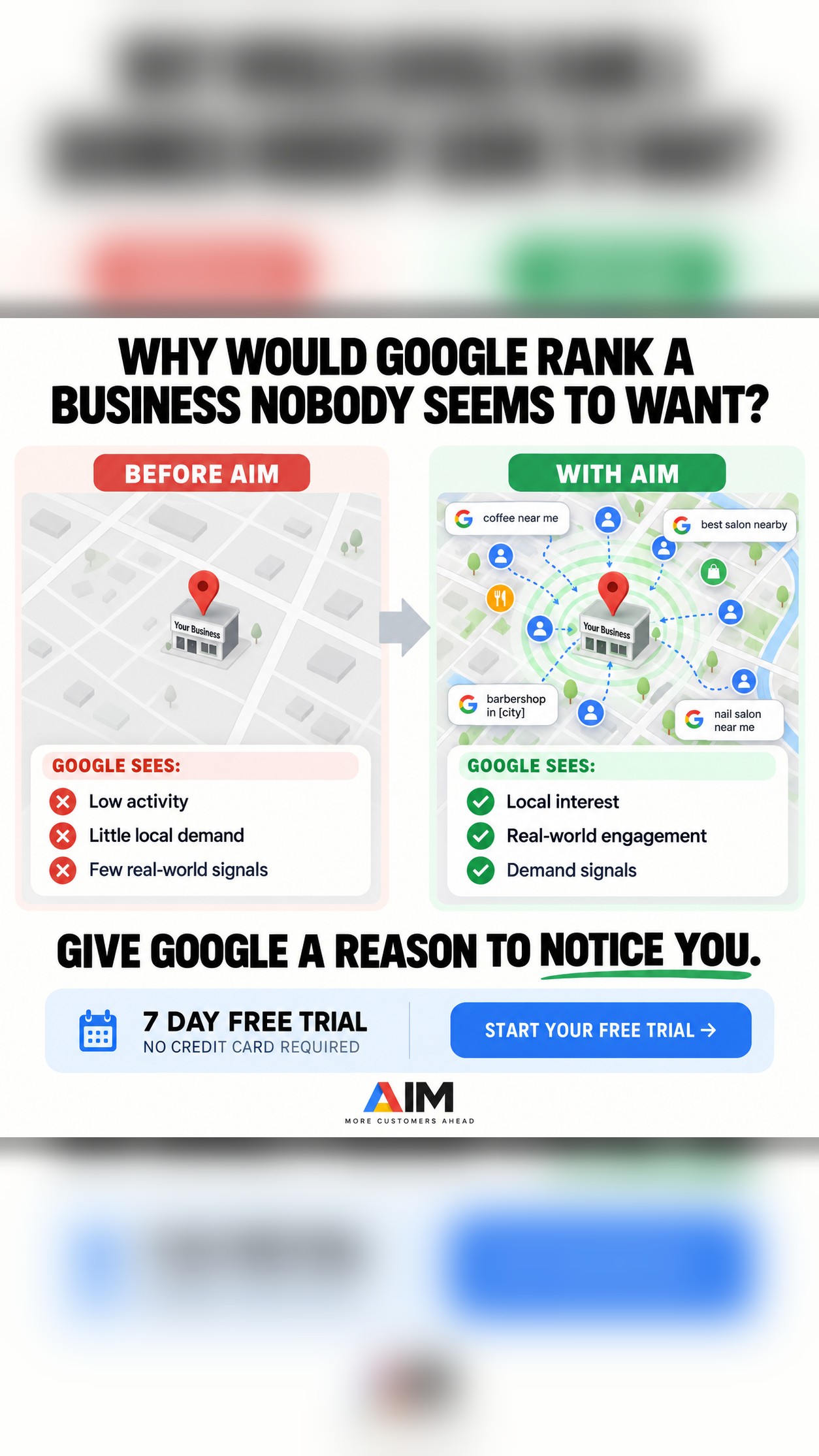 Aim Higher Facebook ad: We Give Google More Reasons To Rank Your Business Higher