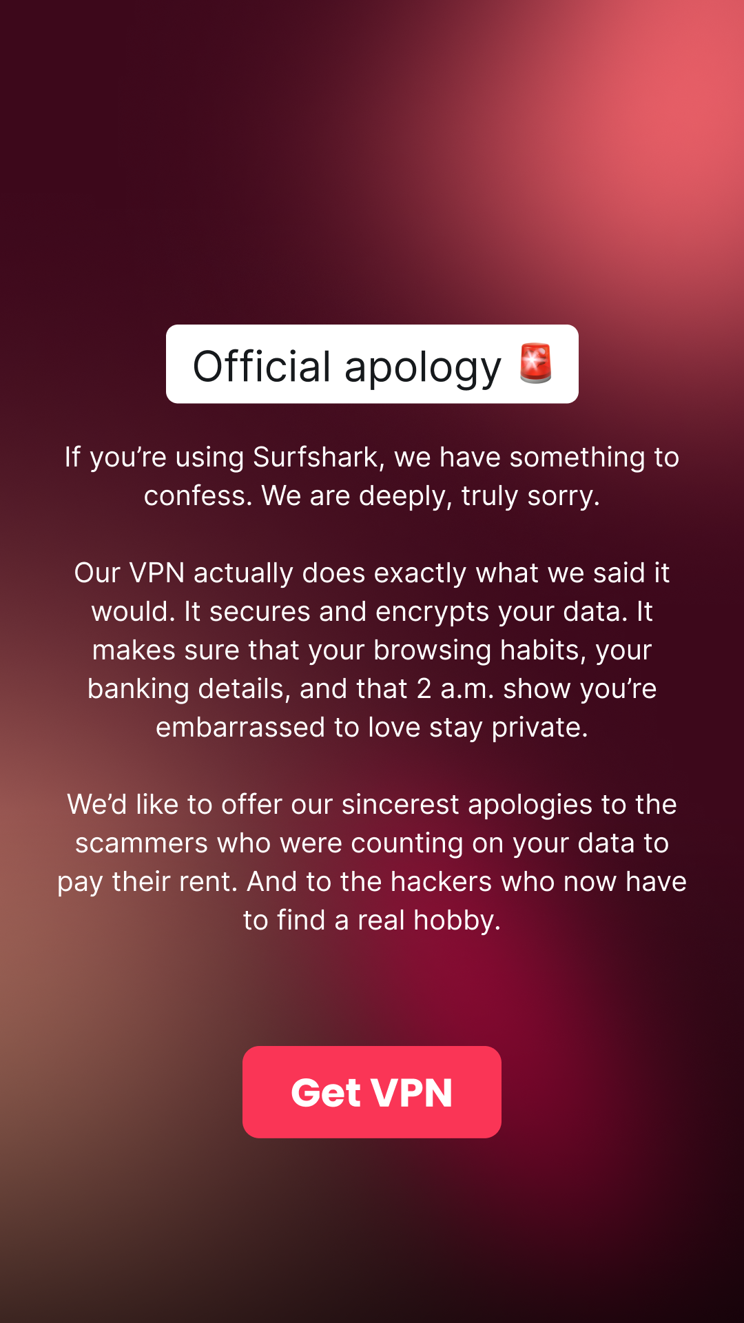 Surfshark Facebook ad