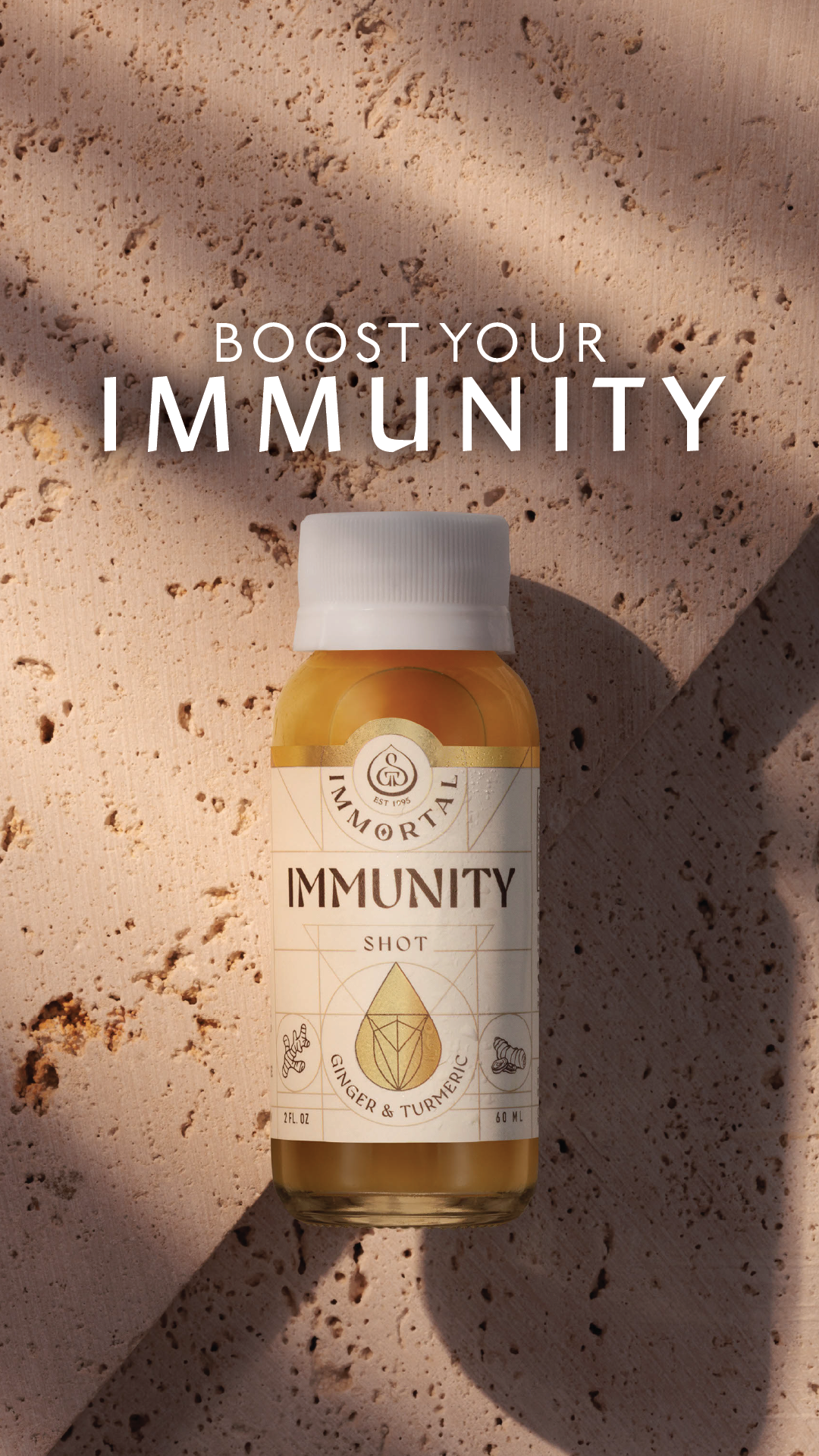 Immortal Wellness Shots Facebook ad from Mar 19, 2026