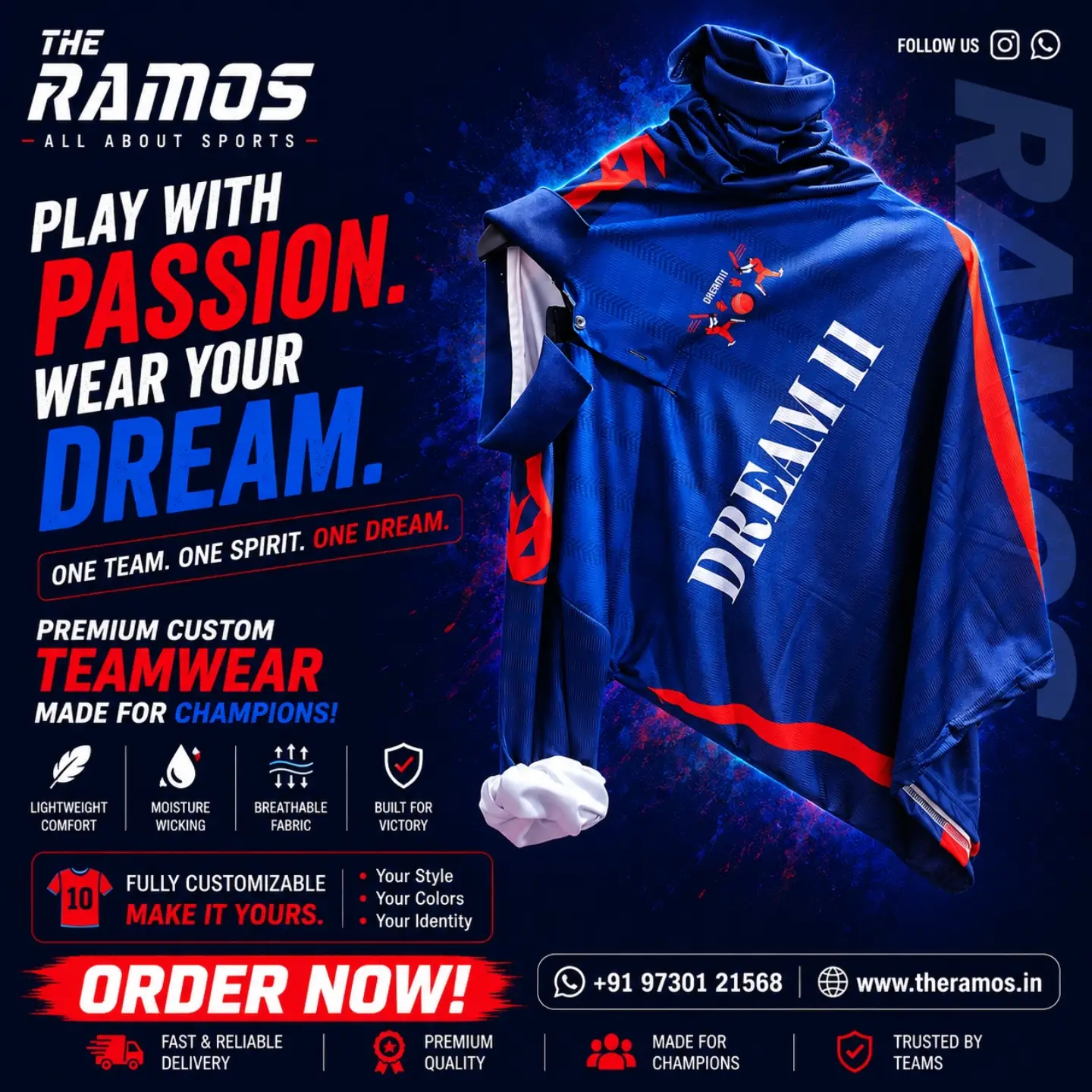 RAMO Facebook ad: Get Customized Sportswear with Your Name & Number!