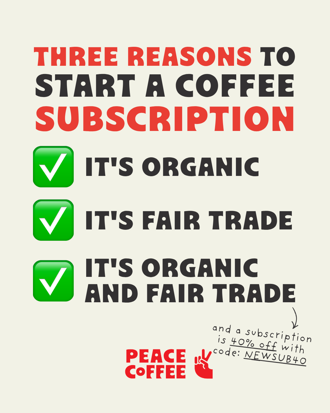 Peace Coffee Facebook ad