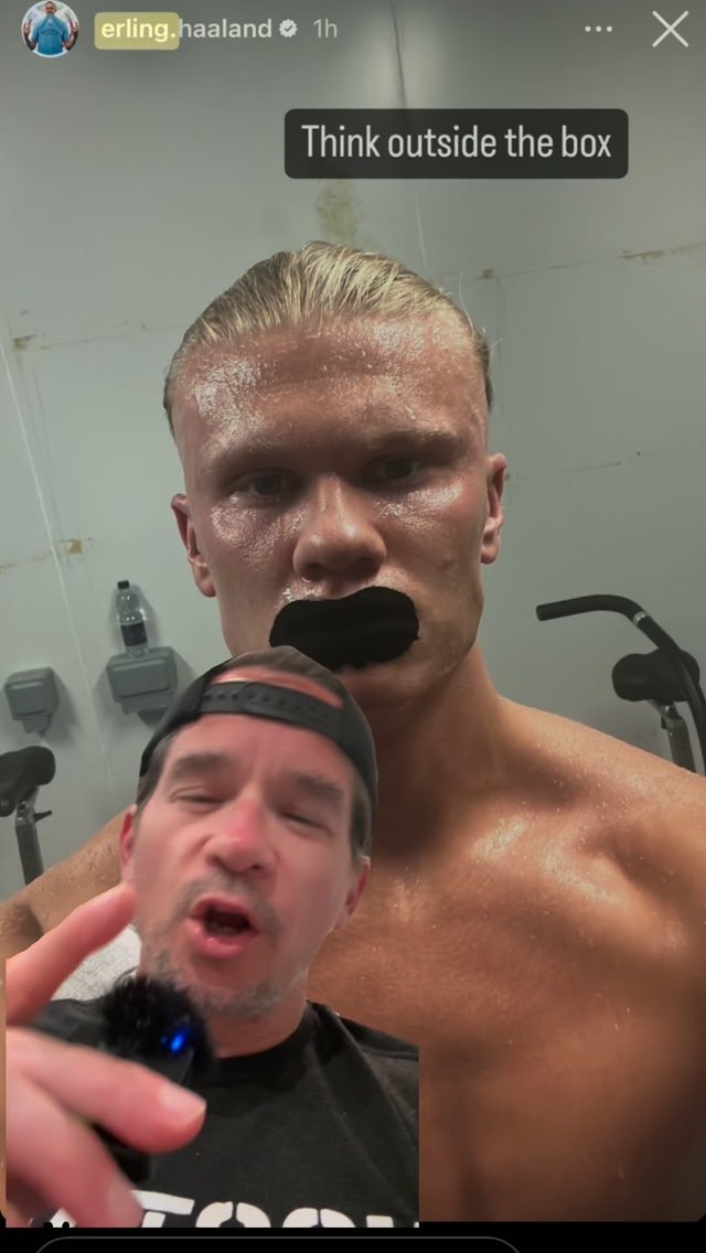 Hostage Tape Facebook ad: Erling Haaland posted this after a match.