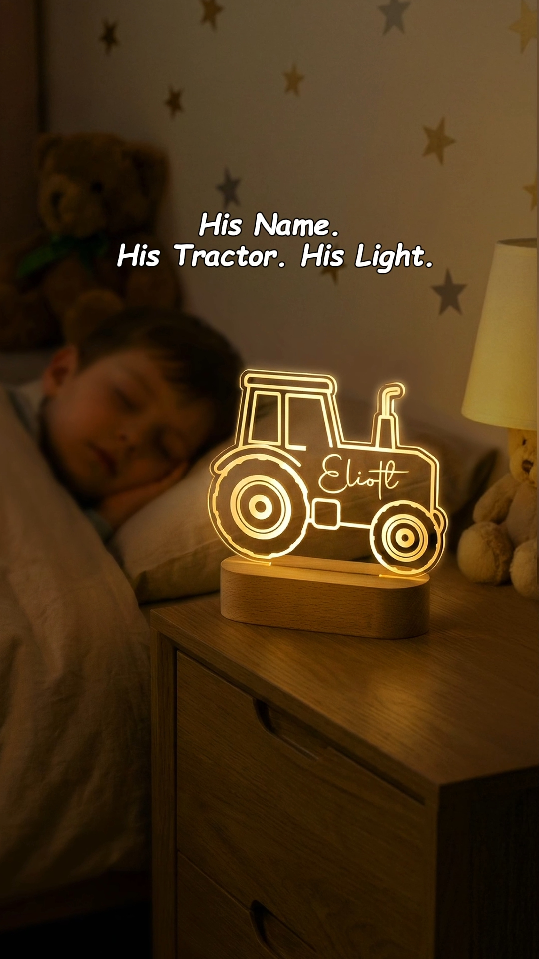 Getnamenecklace Facebook ad: Personalized Tractor LED Night Light with Name, Acrylic…