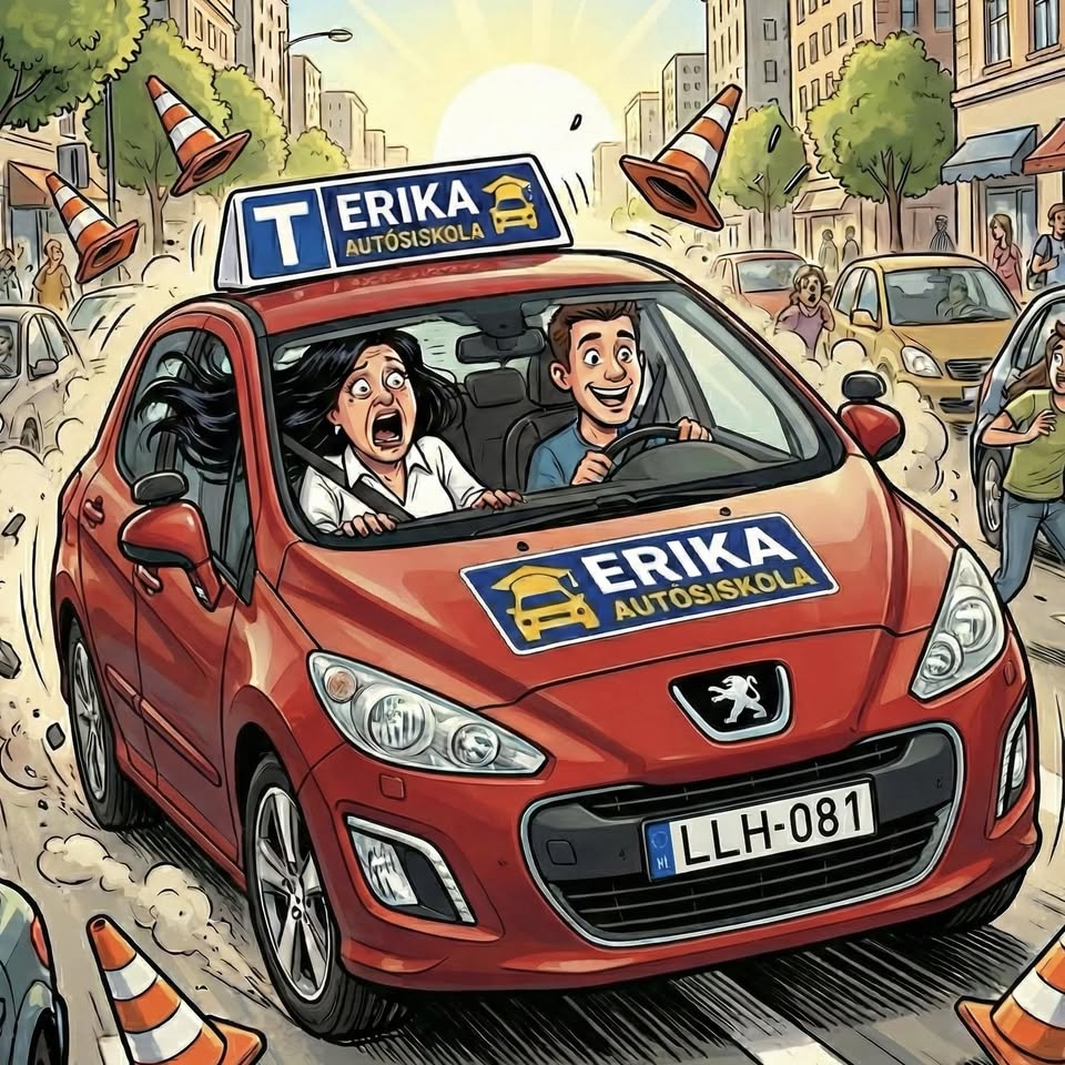 Erika Autósiskola Facebook ad: Halálos Iramban: Az első gyakorlati óra?