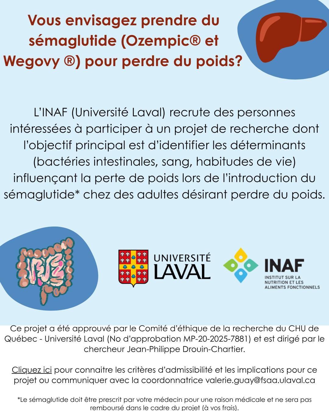 Projet de recherche sémaglutide - Université Laval Facebook ad: Université Laval