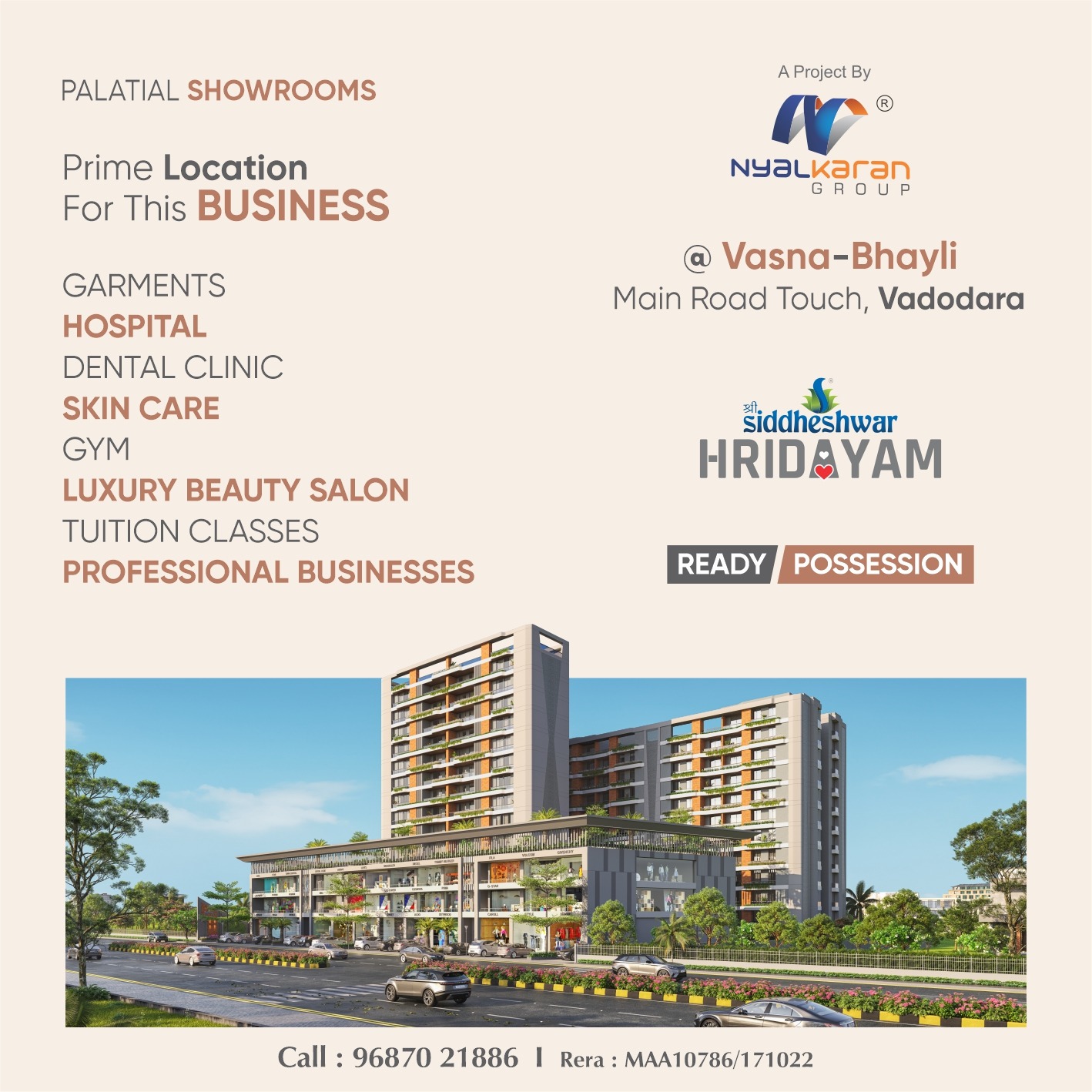 Shree Siddheshwar Hridayam - Nyalkaran Group Facebook ad: Premium Showrooms. Ready Now.