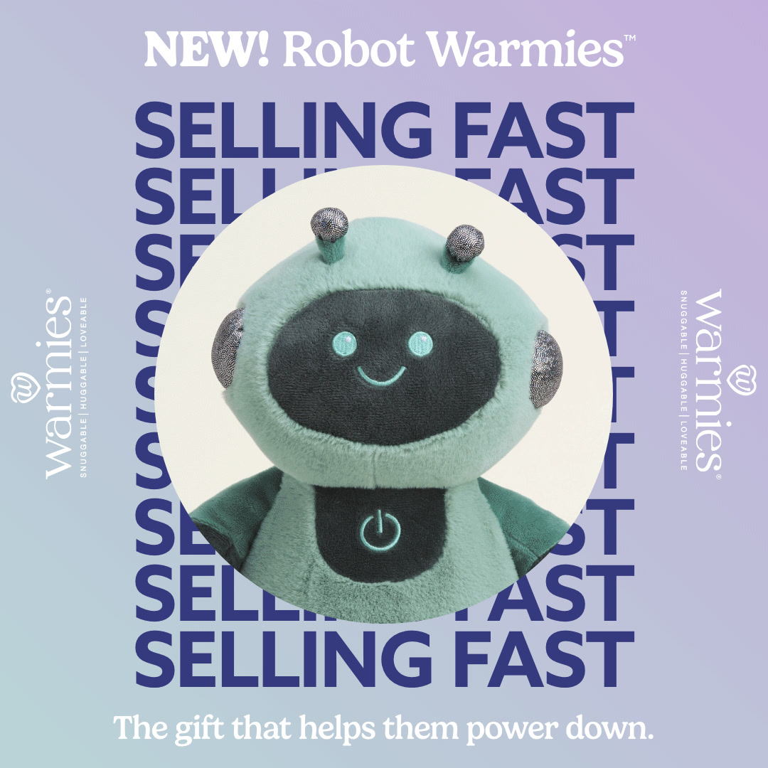 Warmies USA Facebook ad: Reboot Bedtime With Robot Warmies