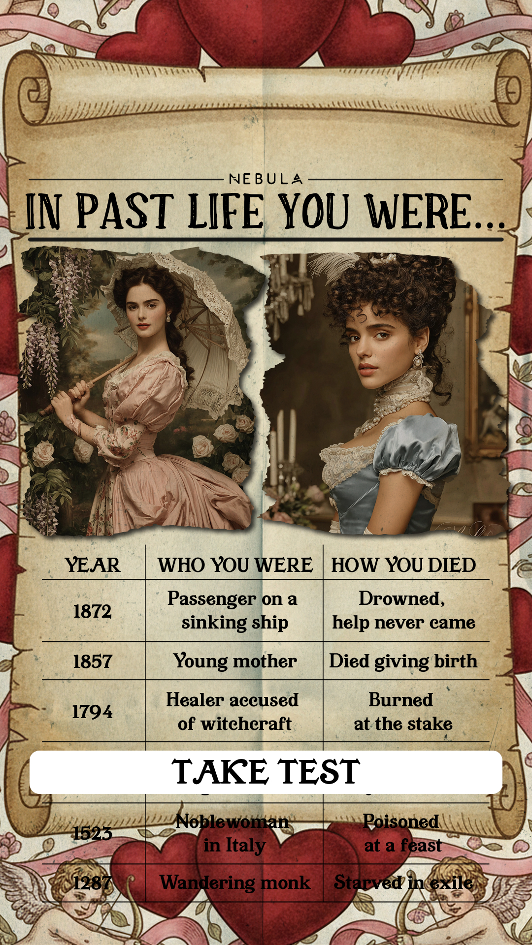 Luna Fay - Past Life Psychic Facebook ad: Start quiz to know