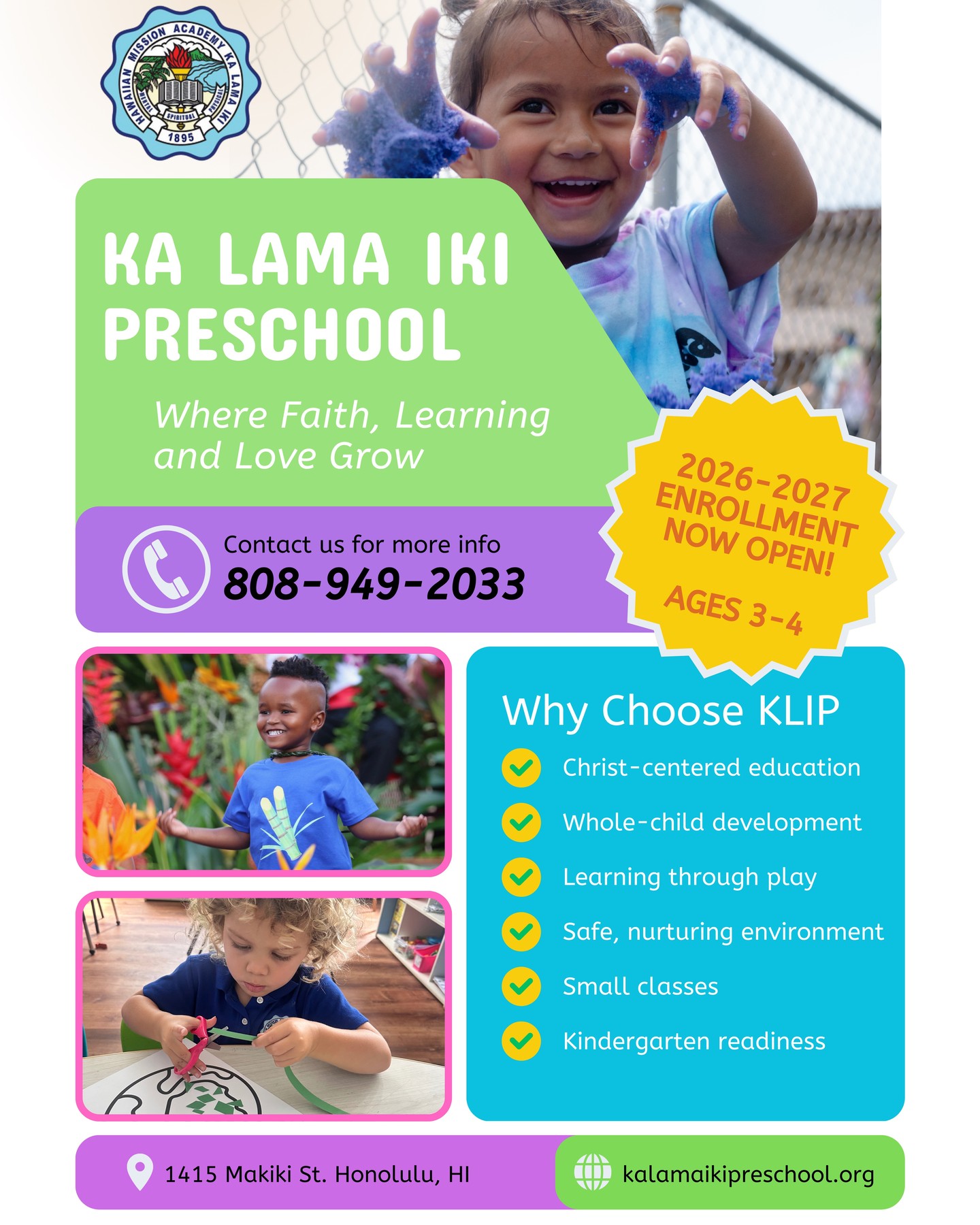 HMA Ka Lama Iki Preschool Facebook ad: Enrollment is OPEN!