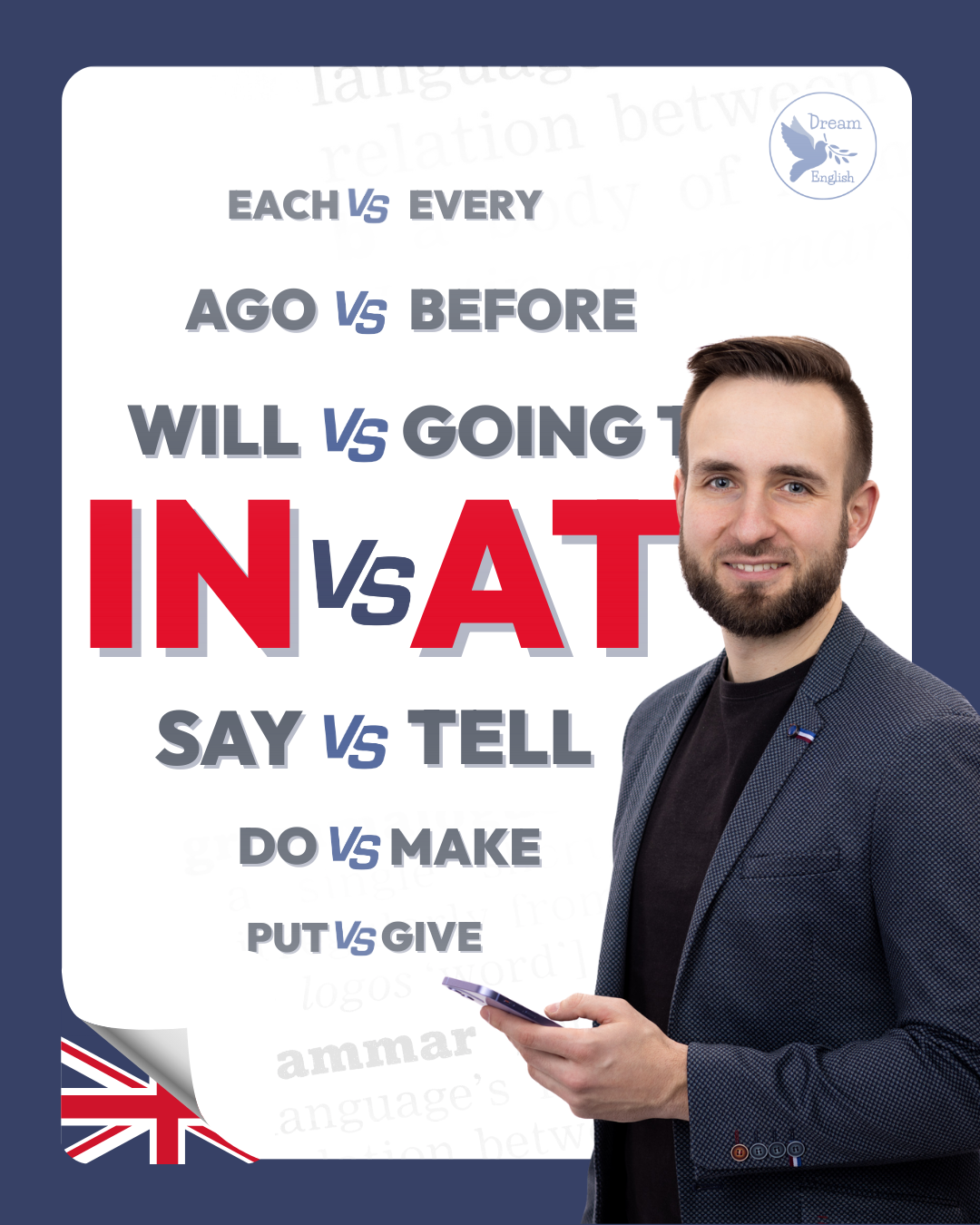 Live your dream English Facebook ad: English in 4 minutes