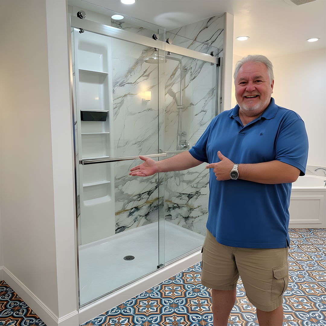 Custom Walk-In Showers Facebook ad