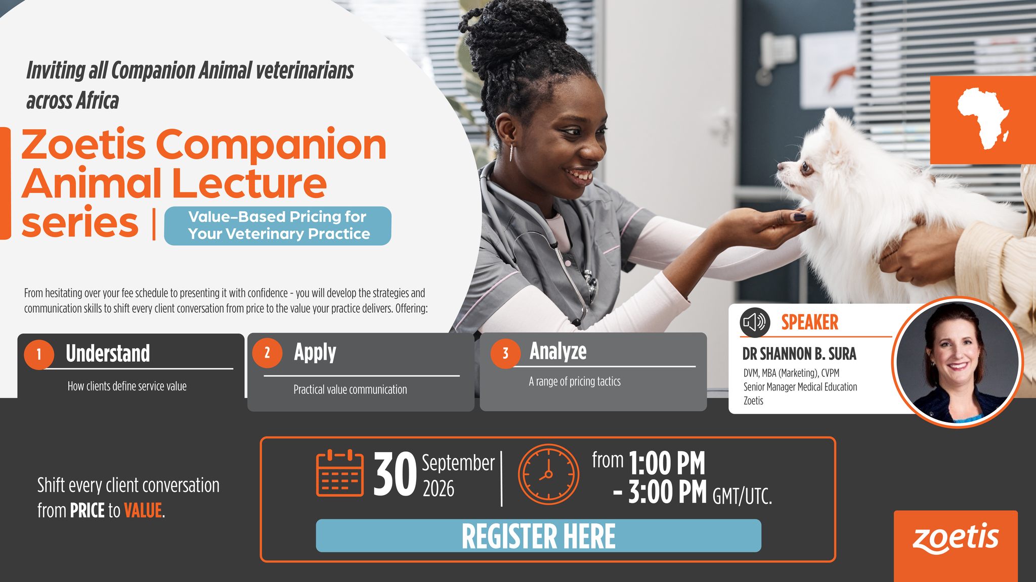 Zoetis Sub-Saharan Africa - ALPHA Facebook ad: COMPANION ANIMAL WEBINAR: Value-Based Pricing for Your…