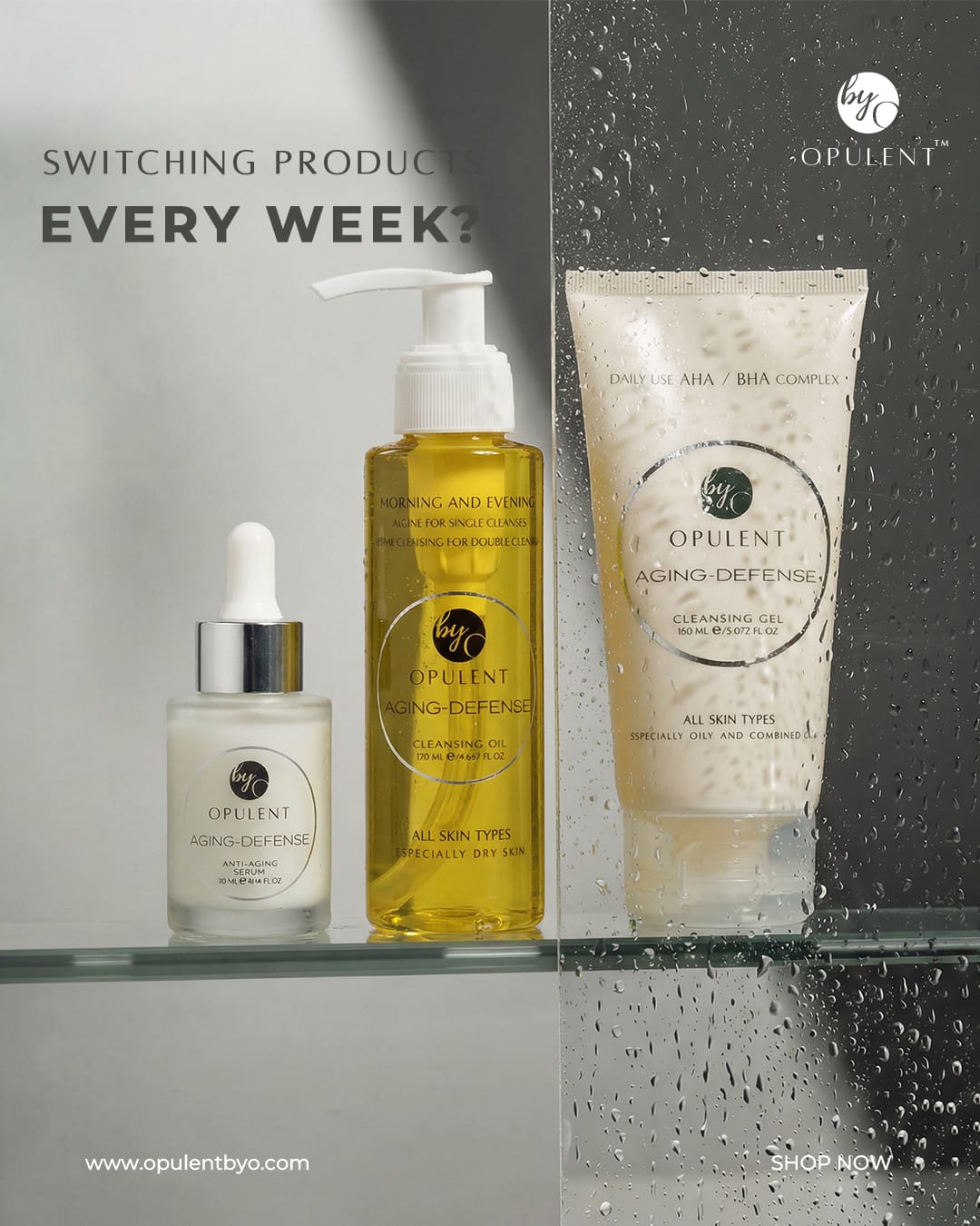 Opulentbyo Facebook ad: Ditch the skin stress!
