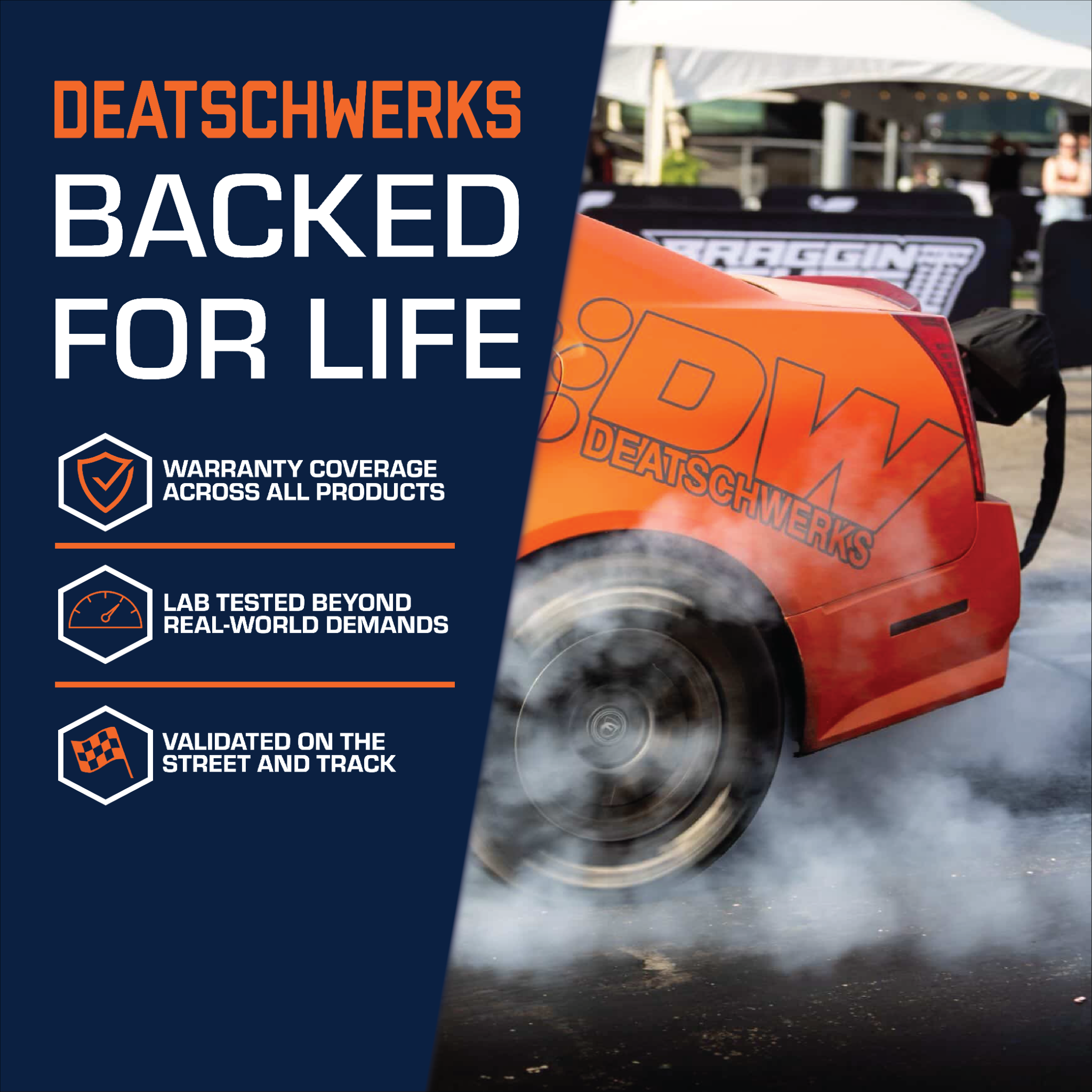 DeatschWerks Facebook ad: Performance parts are easy to sell.