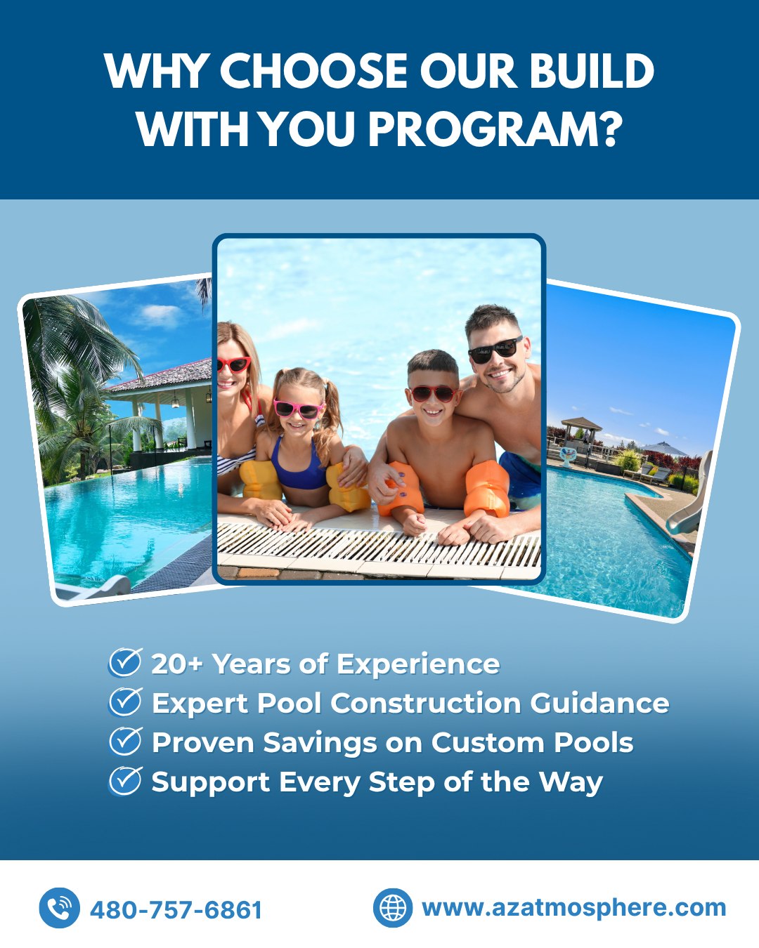 Build WITH You Pools Facebook ad: You started dreaming about a backyard that makes…