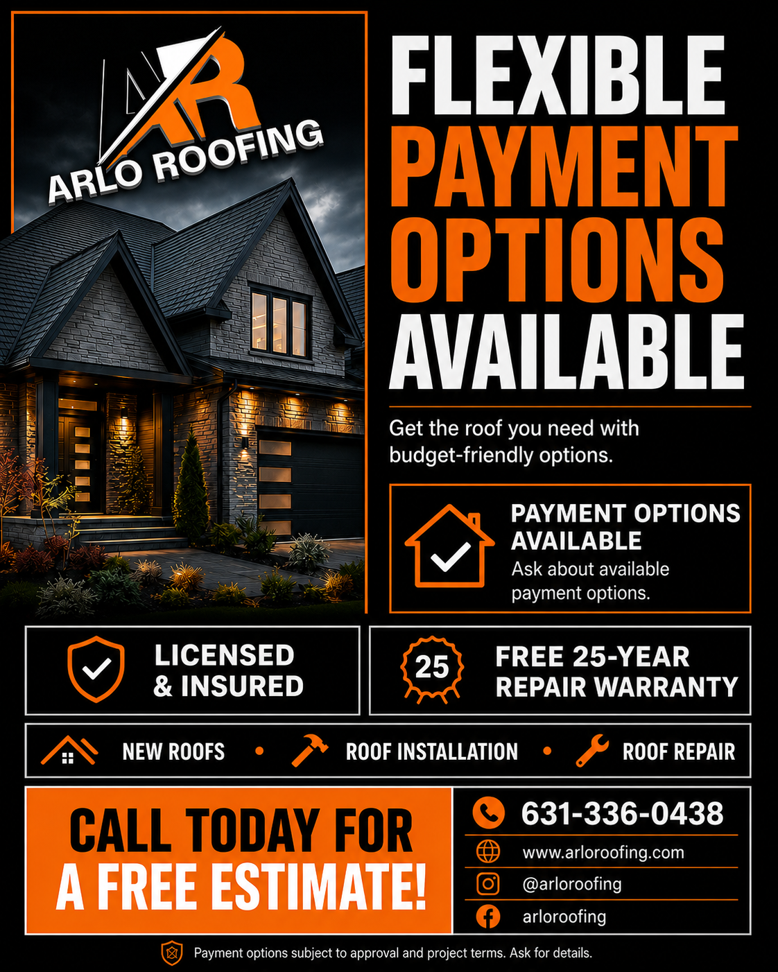 Arlo Roofing Facebook ad