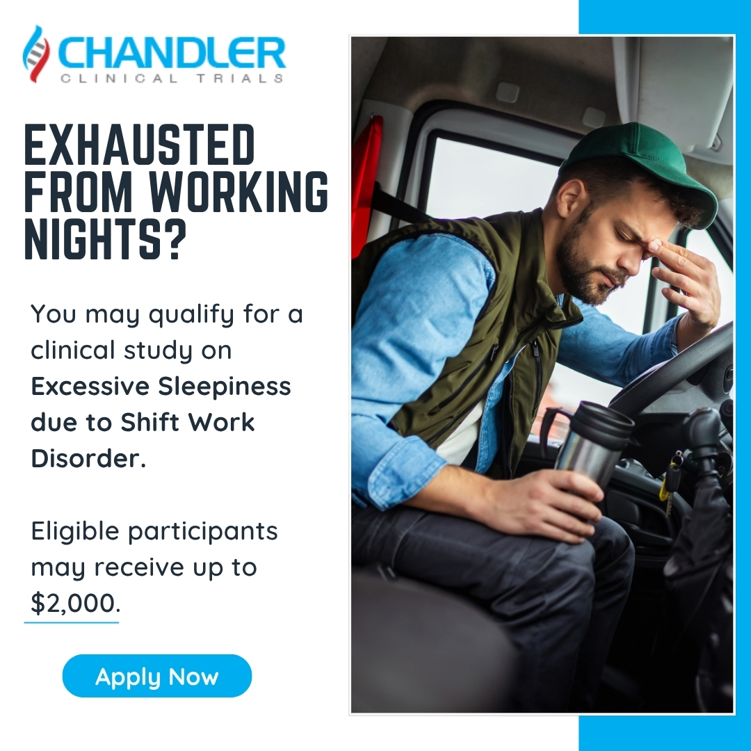 Chandler Clinical Trials Facebook ad: Sleep Troubles Due to Late Work Nights?