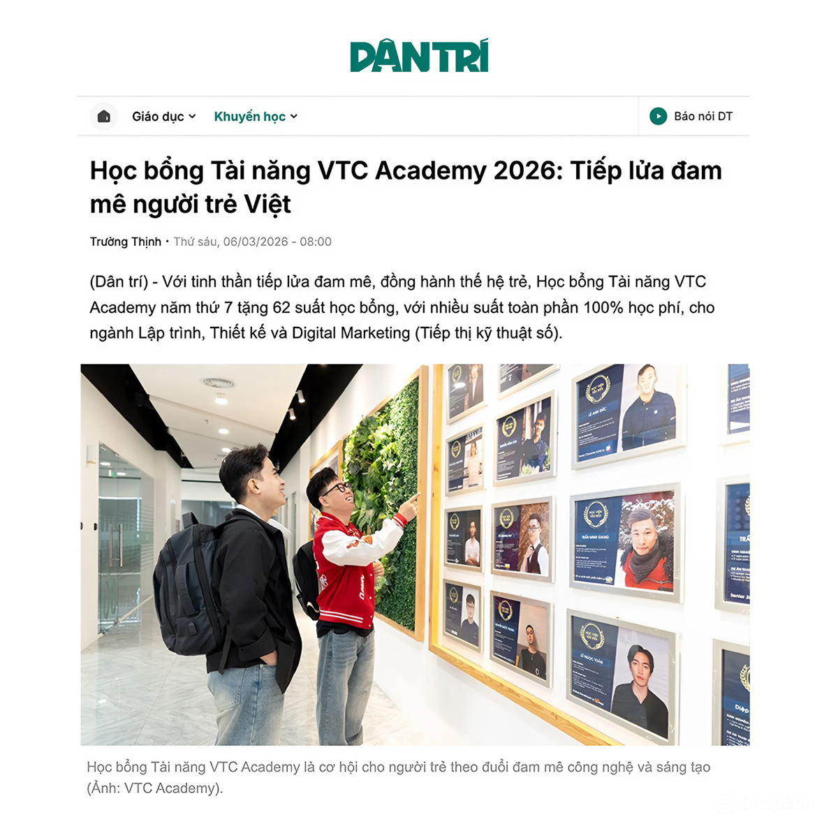 VTC Academy Facebook ad