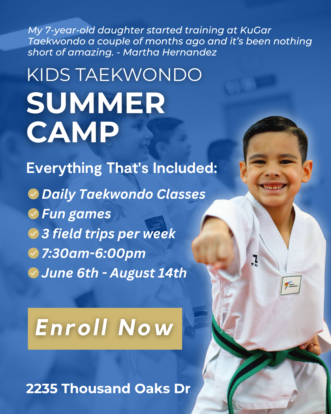KuGar Taekwondo San Antonio Facebook ad: Kids Martial Arts Summer Camp!