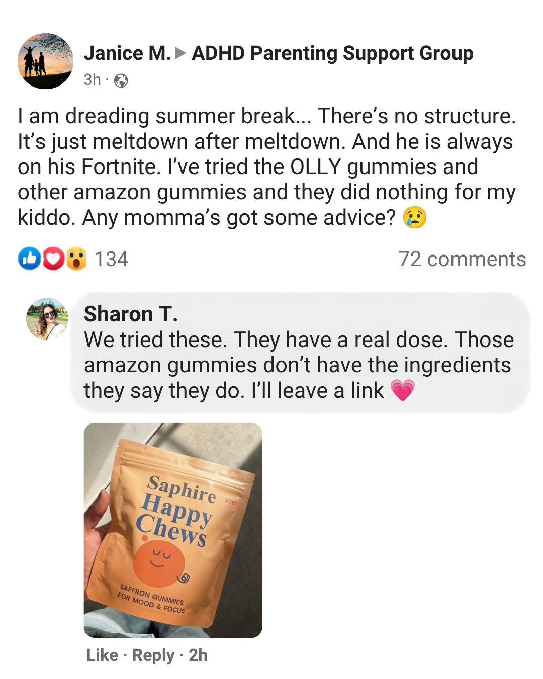 The Natural Parent Facebook ad