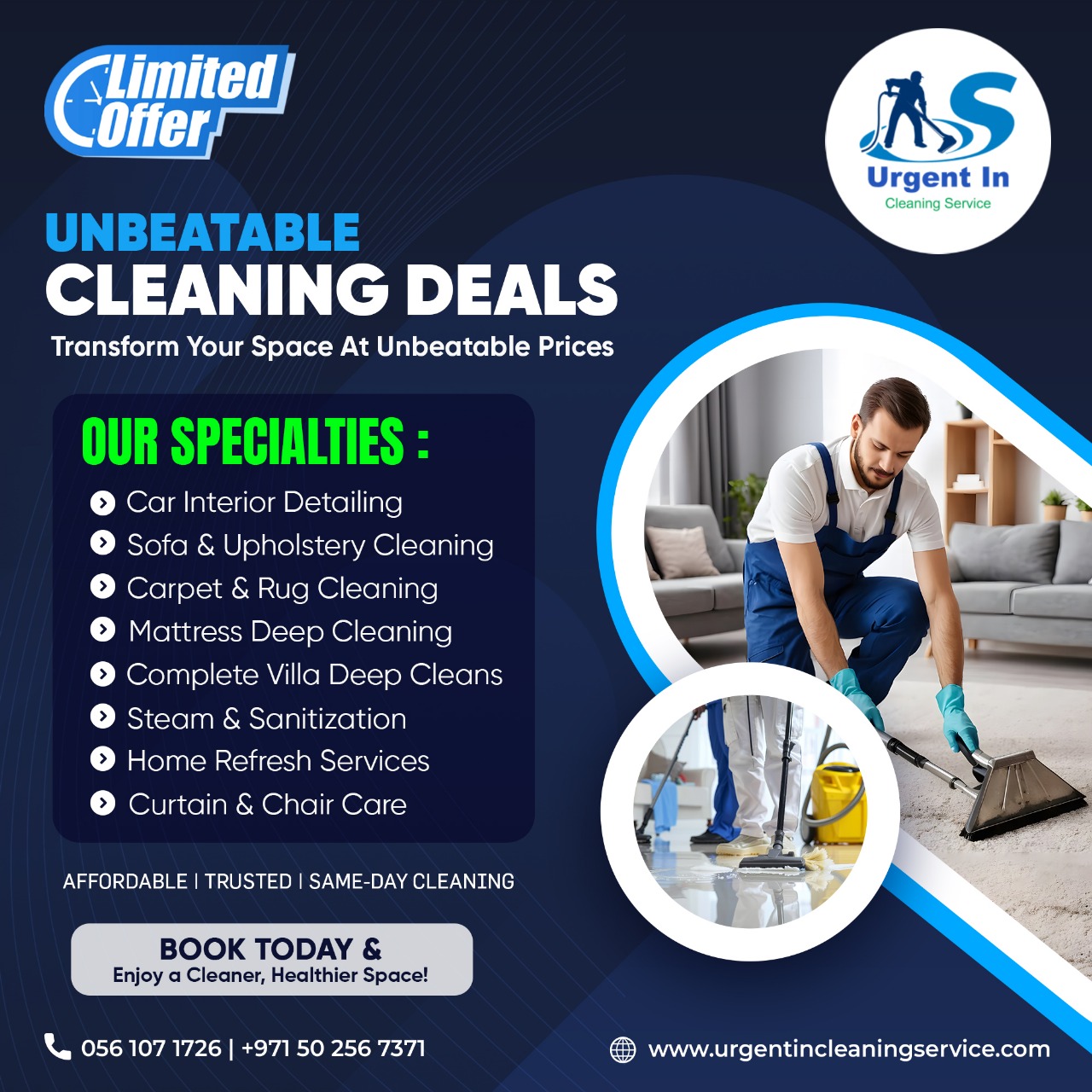 UrgentIn Cleaning Service Facebook ad