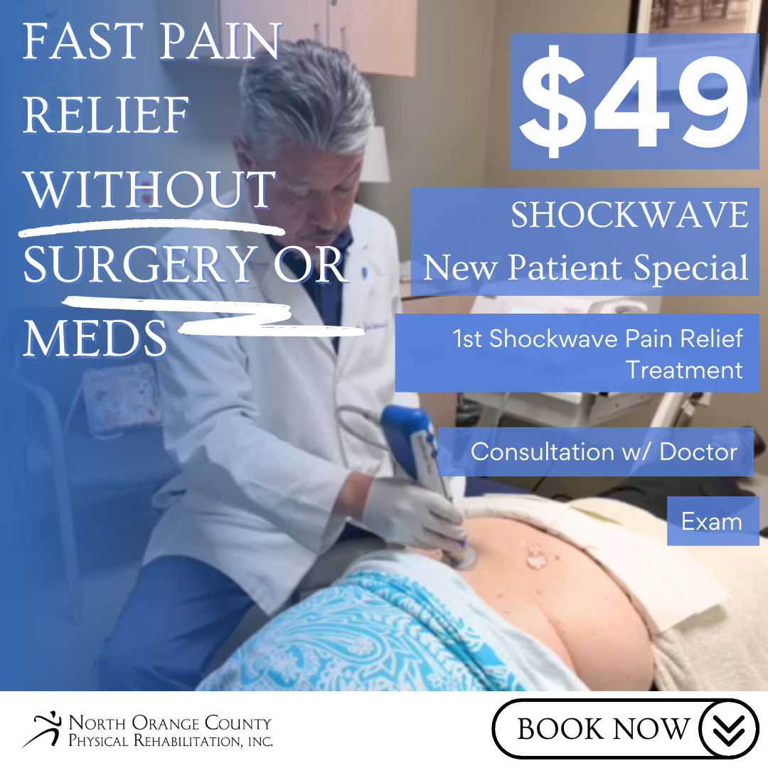North Orange County Neck & Back Pain Relief Facebook ad: $49 Shockwave Treatment
