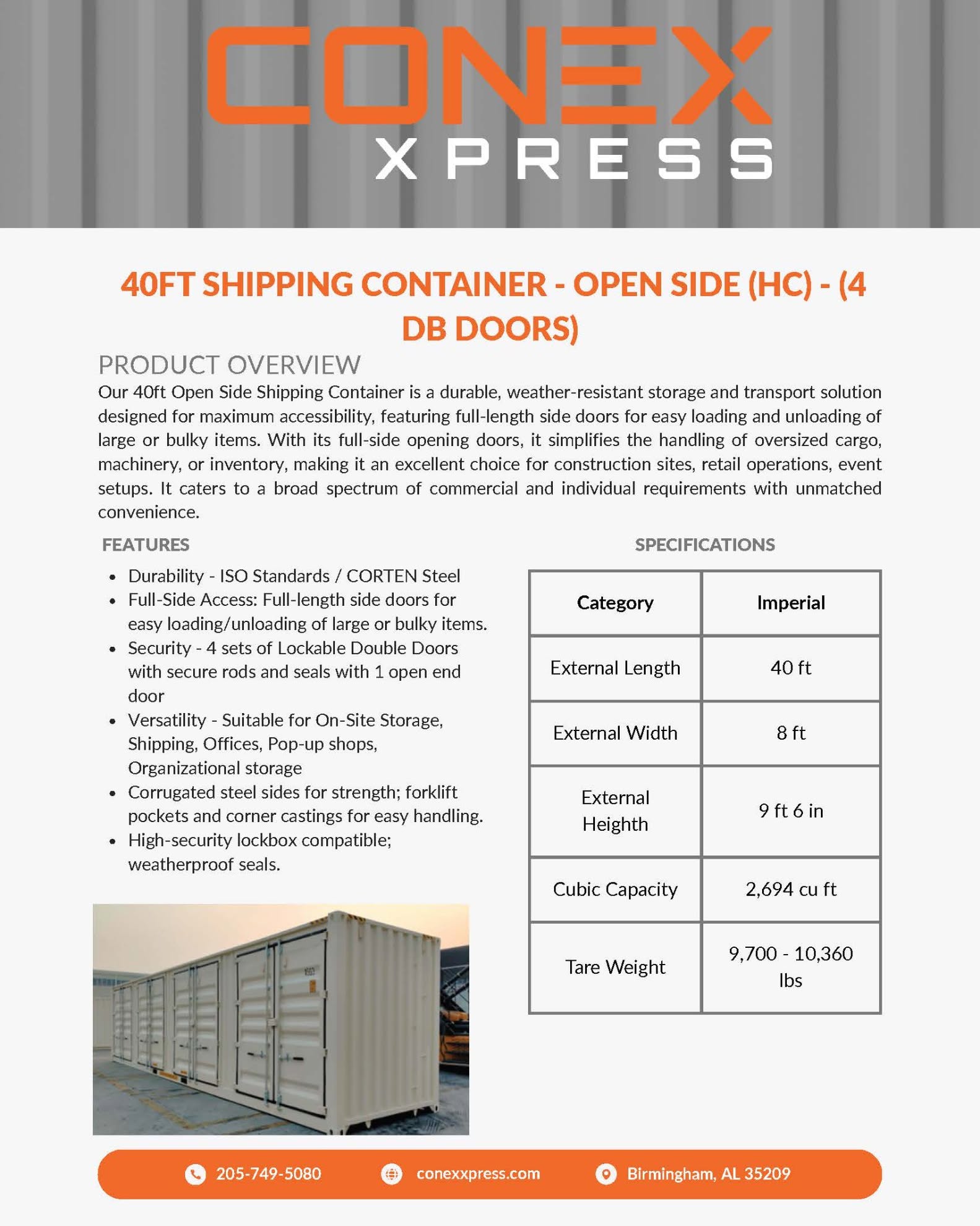 Scott Wiseman Facebook ad: NEW 40FT SHIPPING CONTAINER - 4 DOOR OPEN SIDE