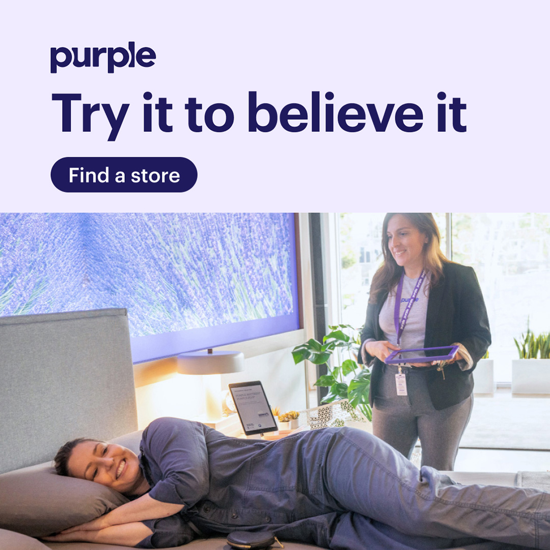 Purple Facebook ad: Try the GelFlex Grid in-store