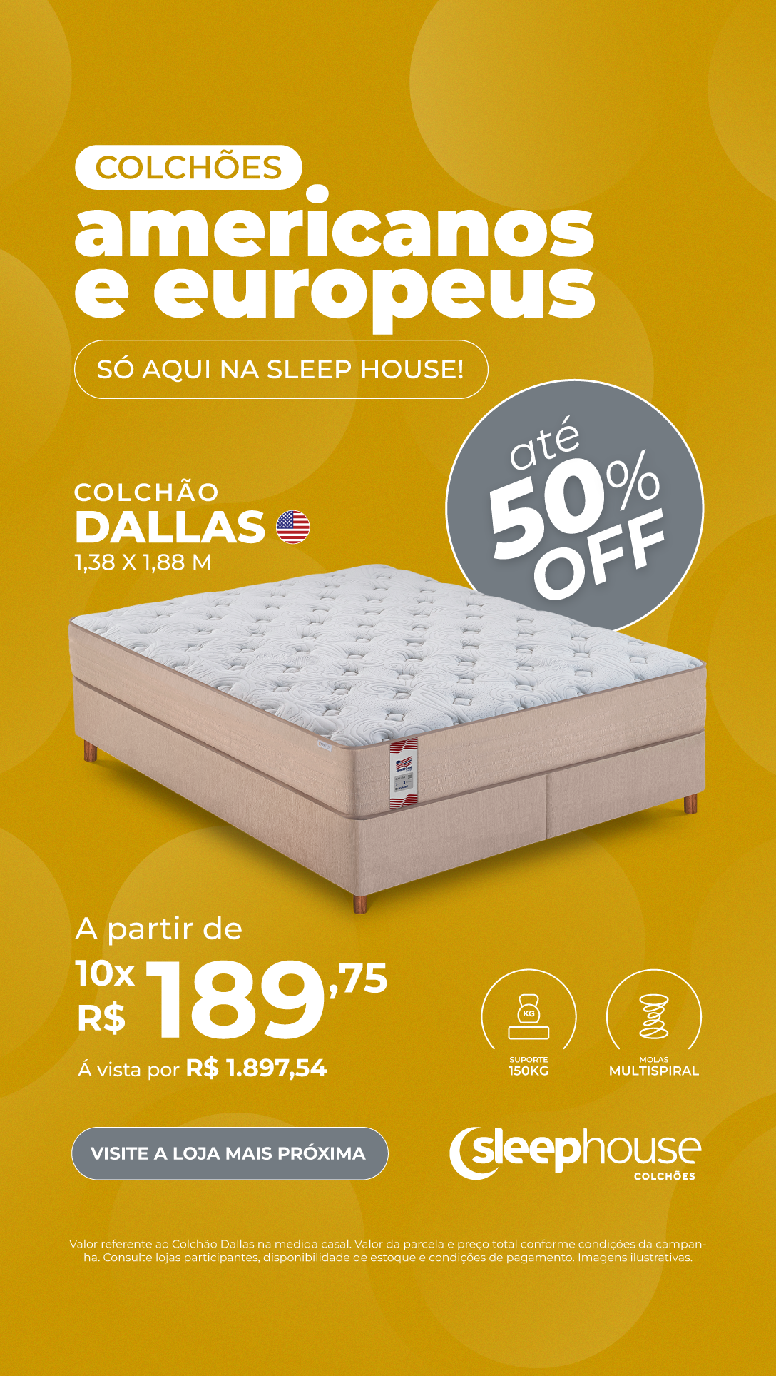 Sleep House Colchões - Facebook ad: Conheça o Colchão Dallas