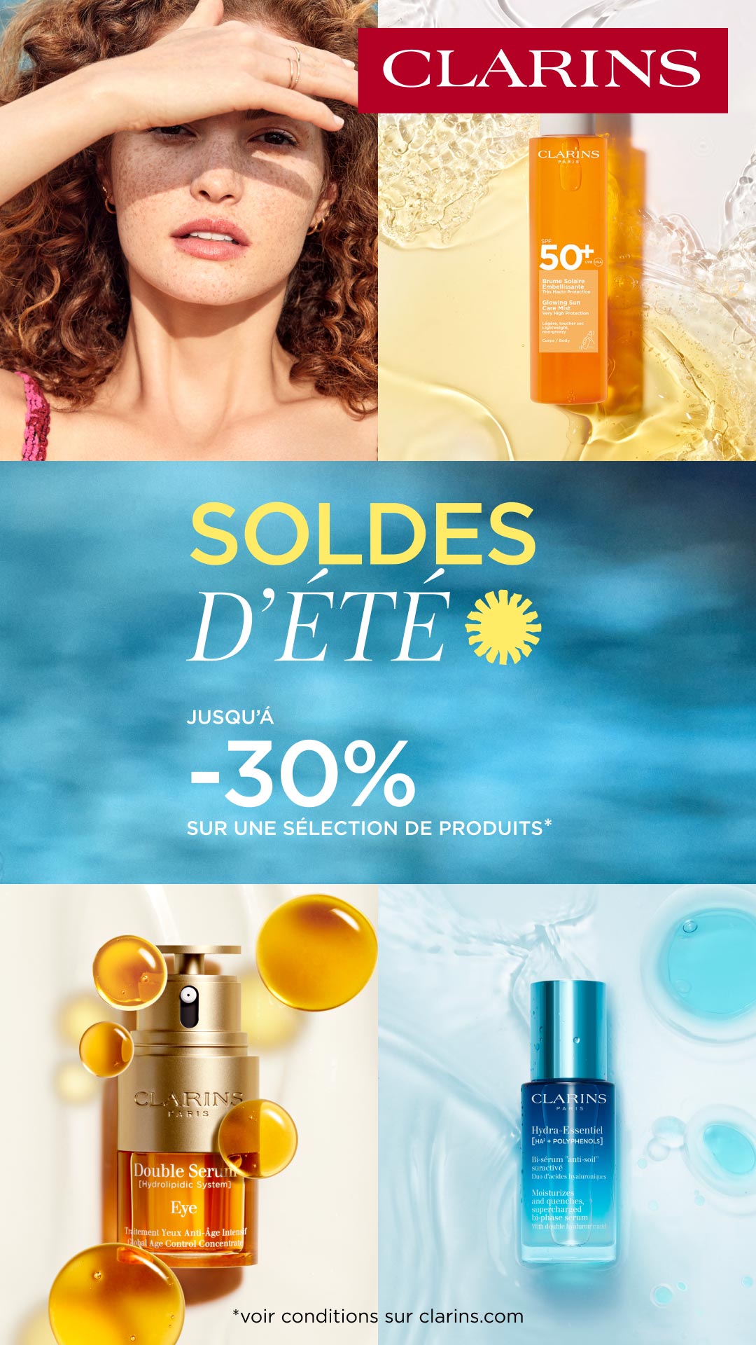 Clarins Facebook ad from Jul 1, 2026