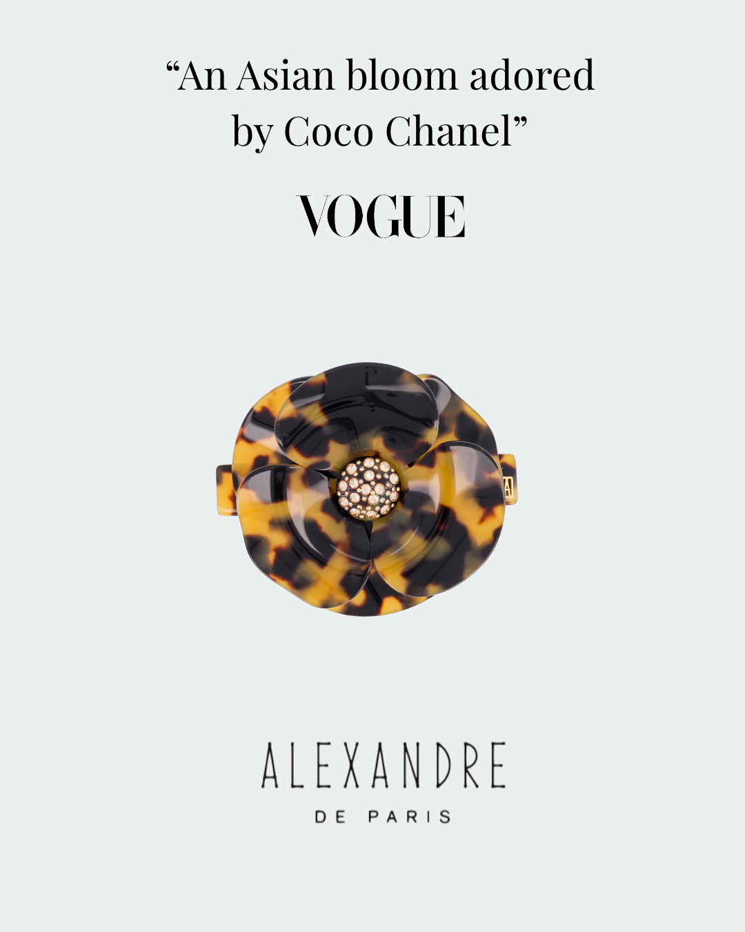 Transatlantic Jewels Facebook ad: Camelia Acetate Barrette