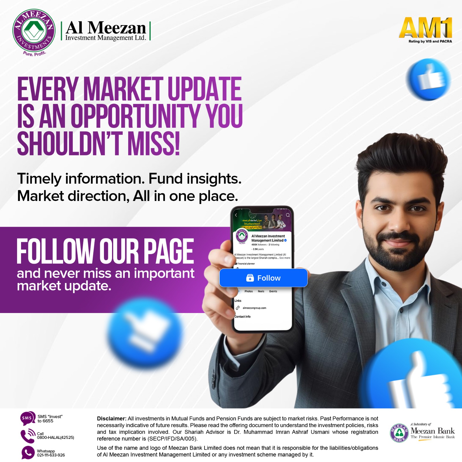 Al Meezan Investment Management Limited Facebook ad: Follow Pakistan’s Top Shariah-Compliant Investment Company