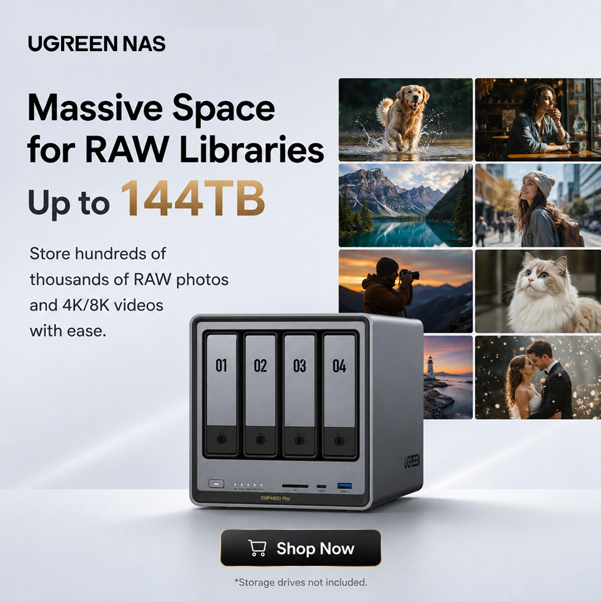 Ugreen NASync UK Facebook ad: Store Every Shoot, Effortlessly