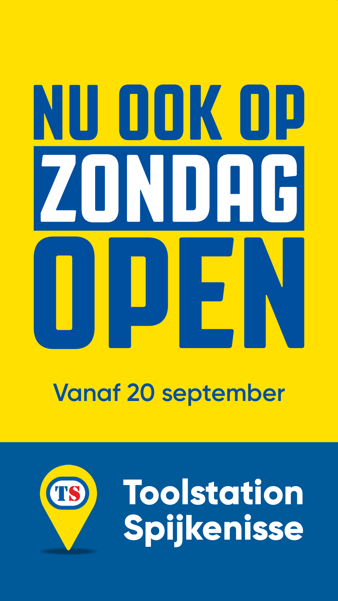 Toolstation NL Facebook ad: Open op zondag