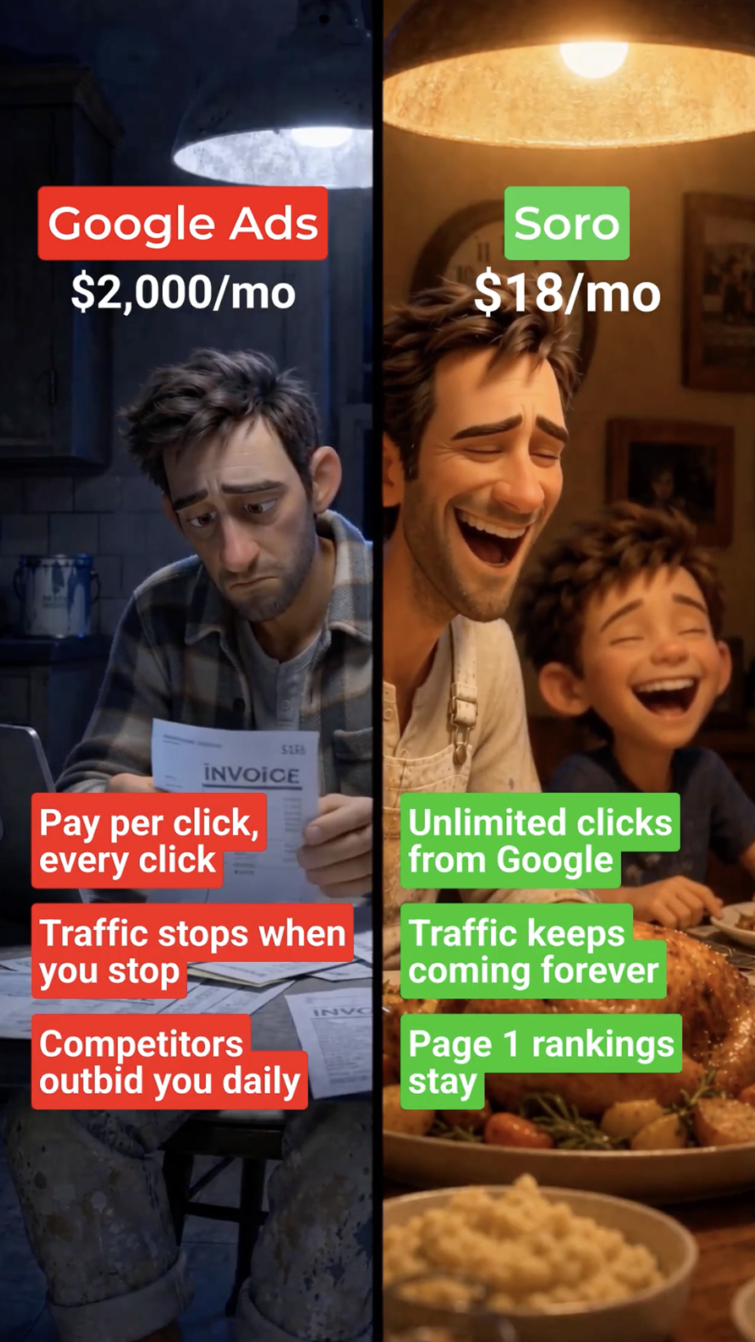 Soro SEO Facebook ad: Rank #1 on Google