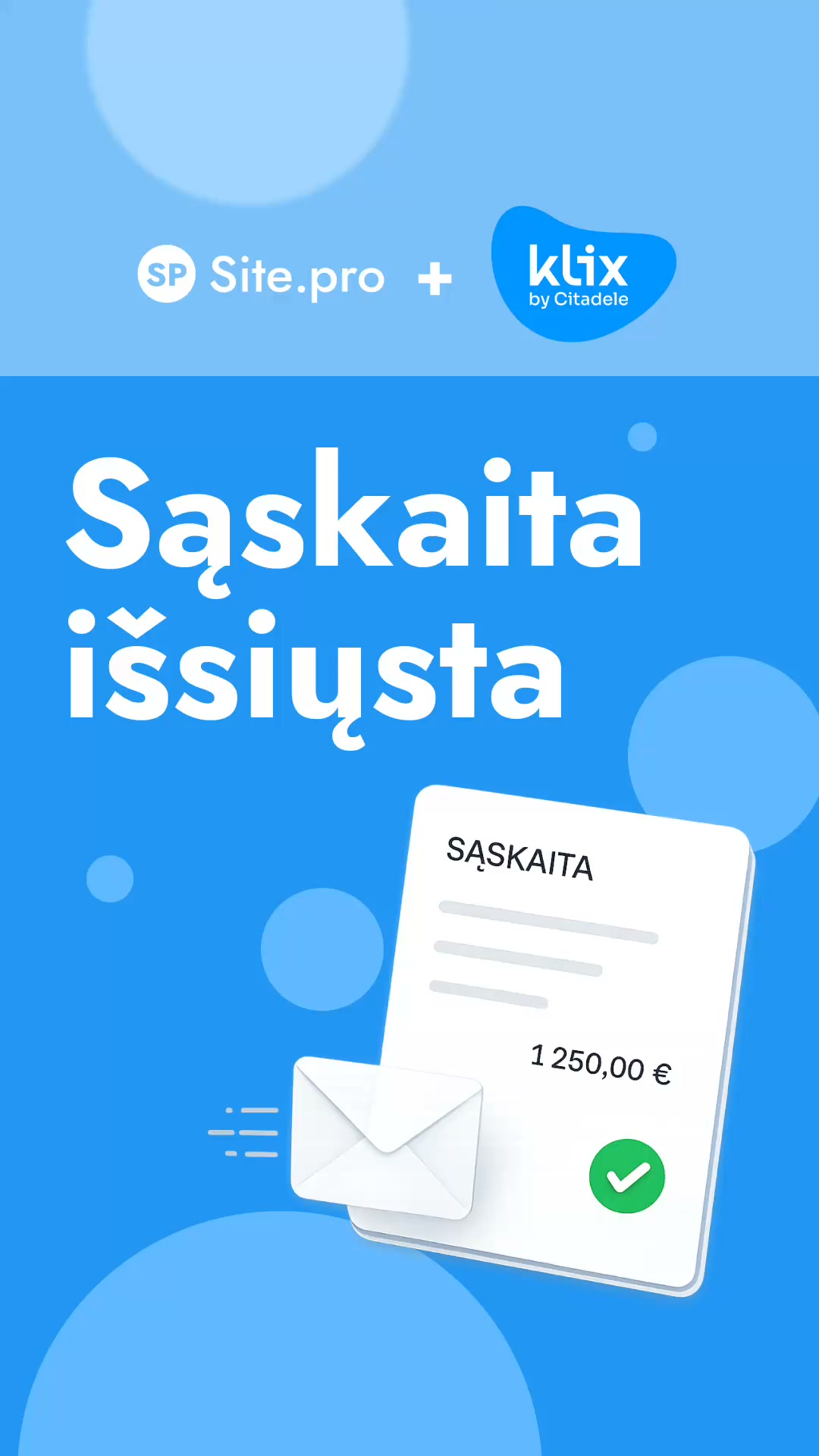 Site.pro - Apskaitos programa ir ERP Facebook ad: Nemokamai išrašykite sąskaitas ir gaukite pinigus greičiau