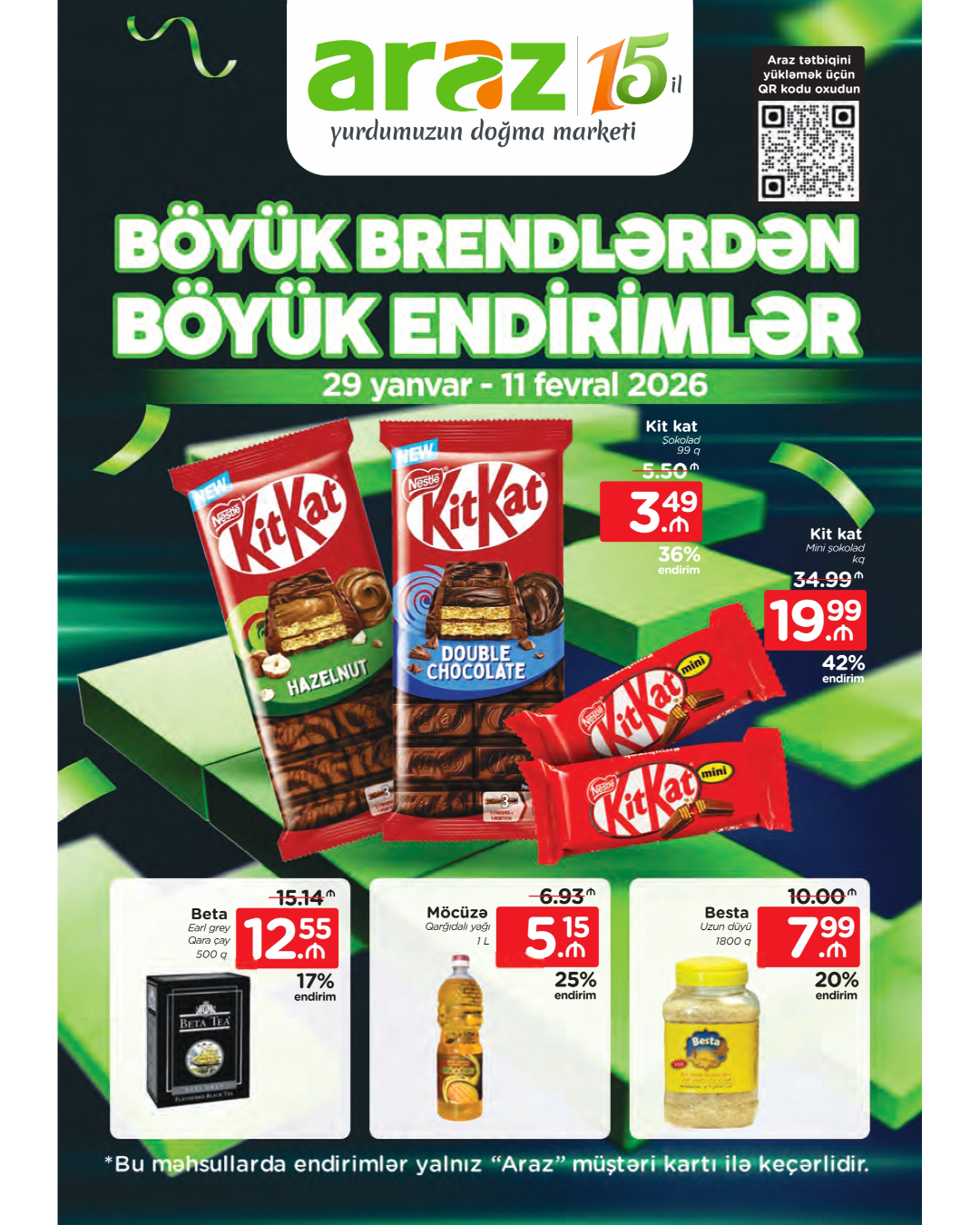 Araz Supermarket Facebook ad: BÖYÜK BRENDLƏRDƏN BÖYÜK ENDİRİMLƏR!