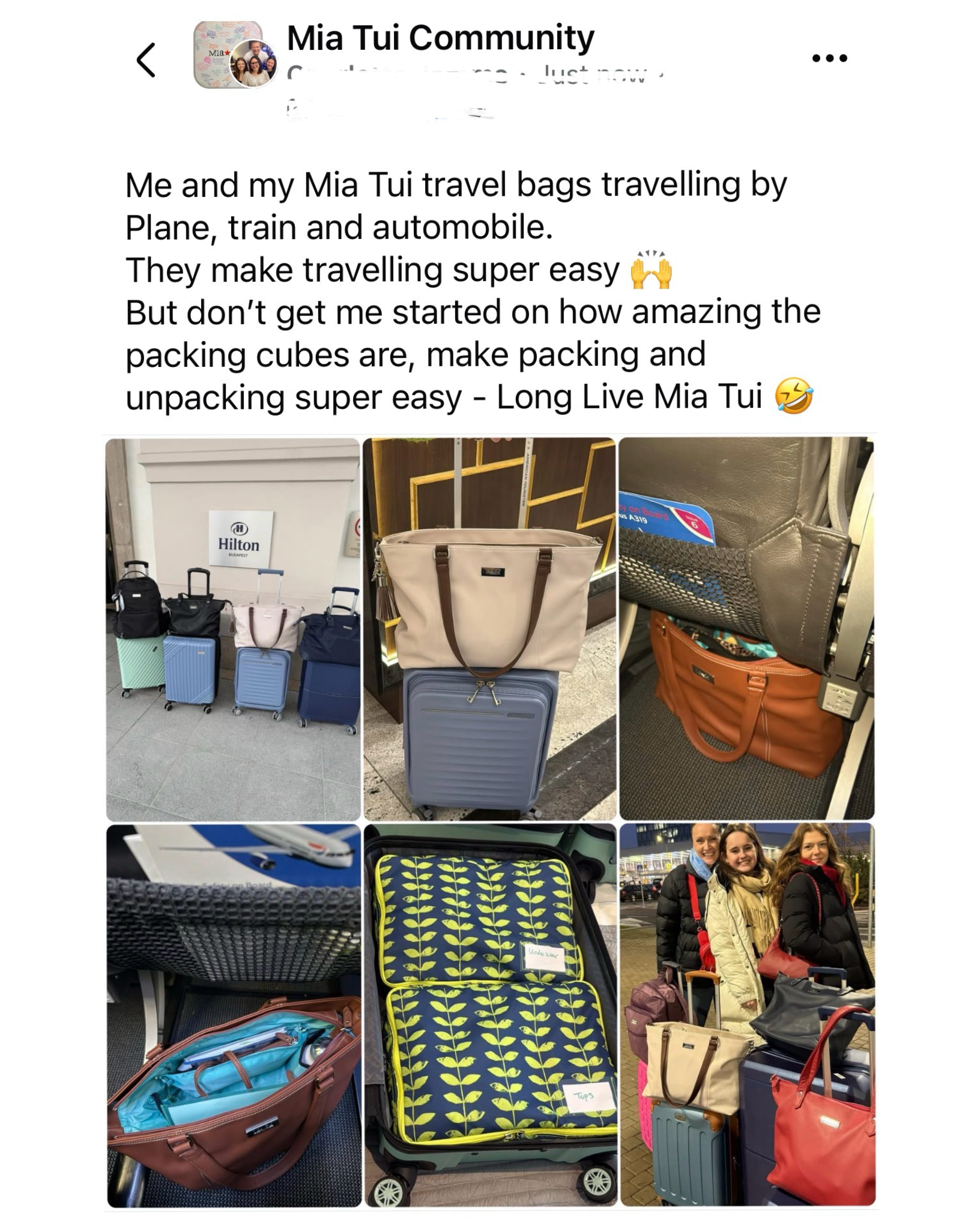 Mia Tui Facebook ad: 15% Off Travel Bags